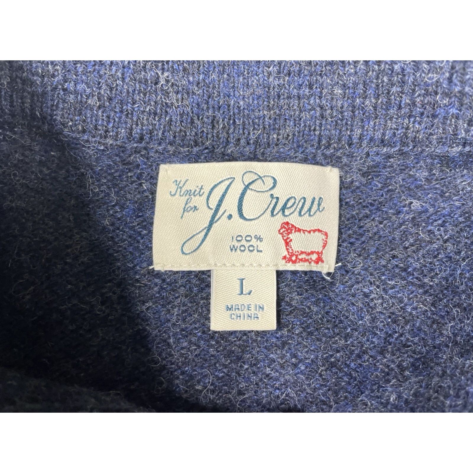 J.Crew J.CREW Sweater Pullover Mens Large Wool 100% Brushed Polo Collar Solid Blue Navy Heather Pacific Blue Size US L / EU 52-54 / 3 - 3 Thumbnail