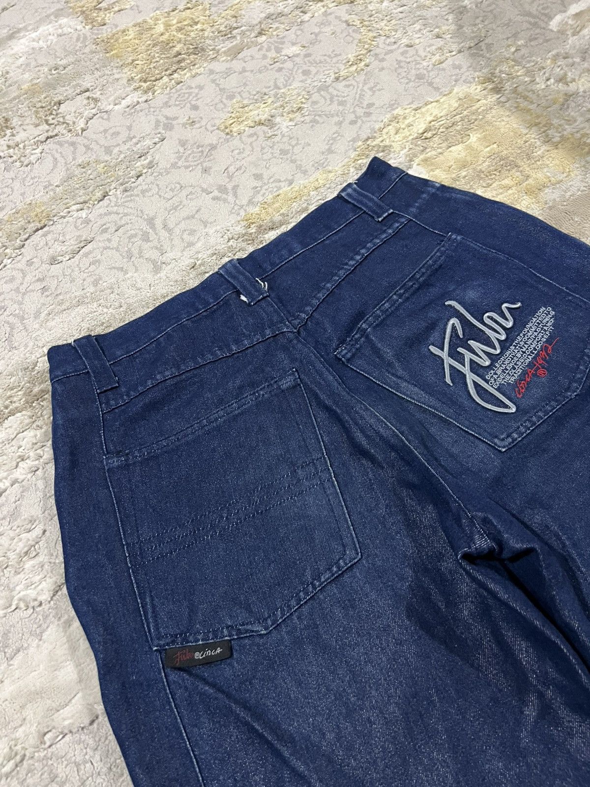 Fubu × JNCO × Vintage Y2K Fubu Fat Albert Embroidery Pockets Baggy 🎈Denim Jeans Size US 31 - 5 Thumbnail