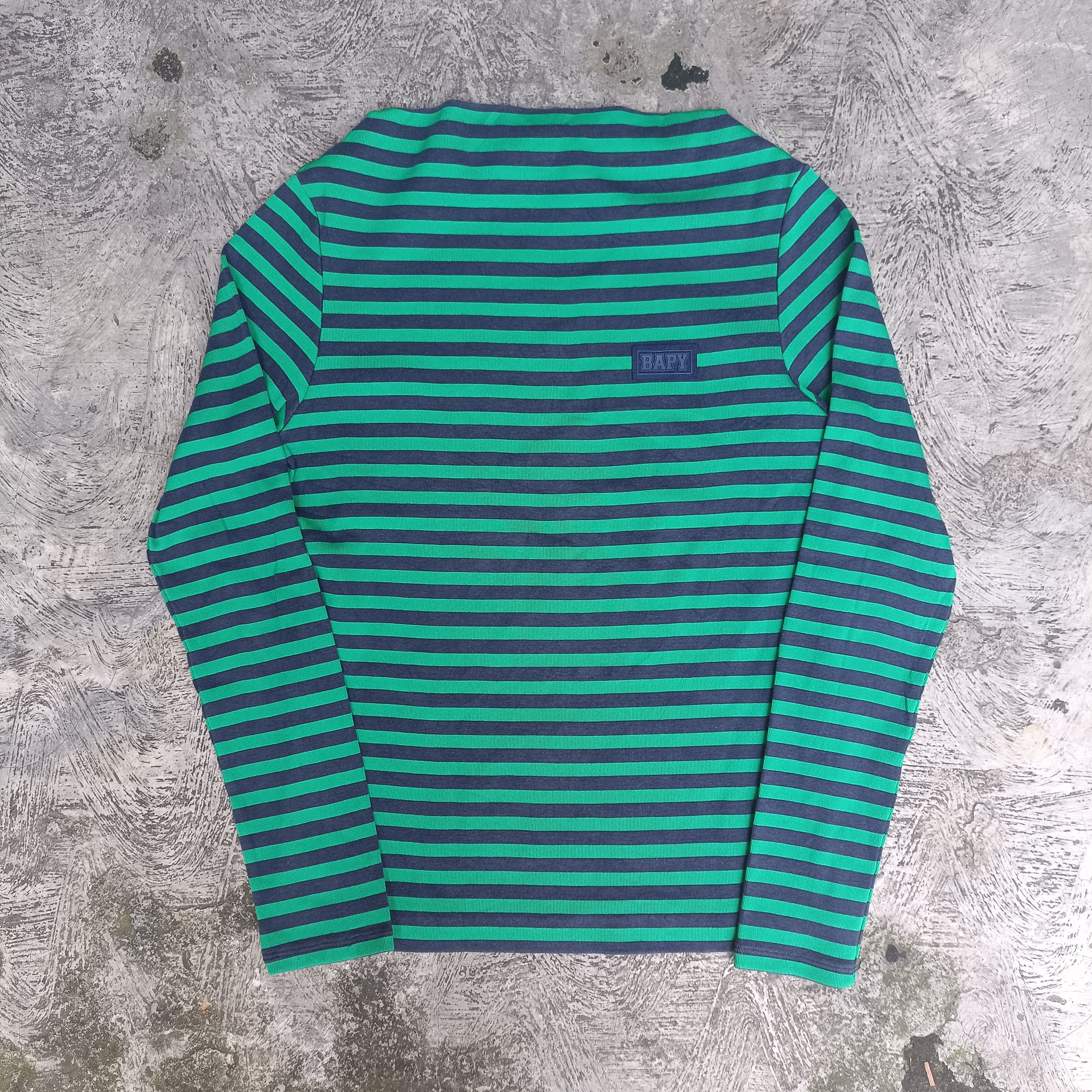 Bape Bapy By Bathing Ape Stripe Green Ls Tee Size M / US 6-8 / IT 42-44 - 1 Thumbnail