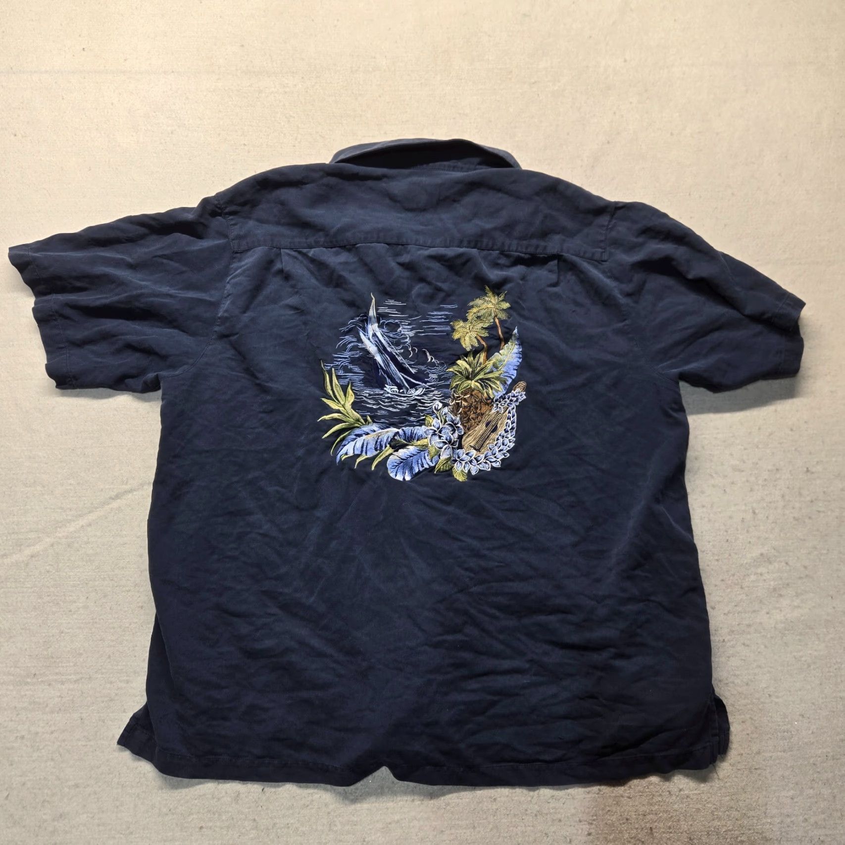 Vintage Caribbean Shirt Blue Button Up Short Sleeve Rayon Blend Embroidered Beach Men XL Size US XL / EU 56 / 4 - 8 Thumbnail