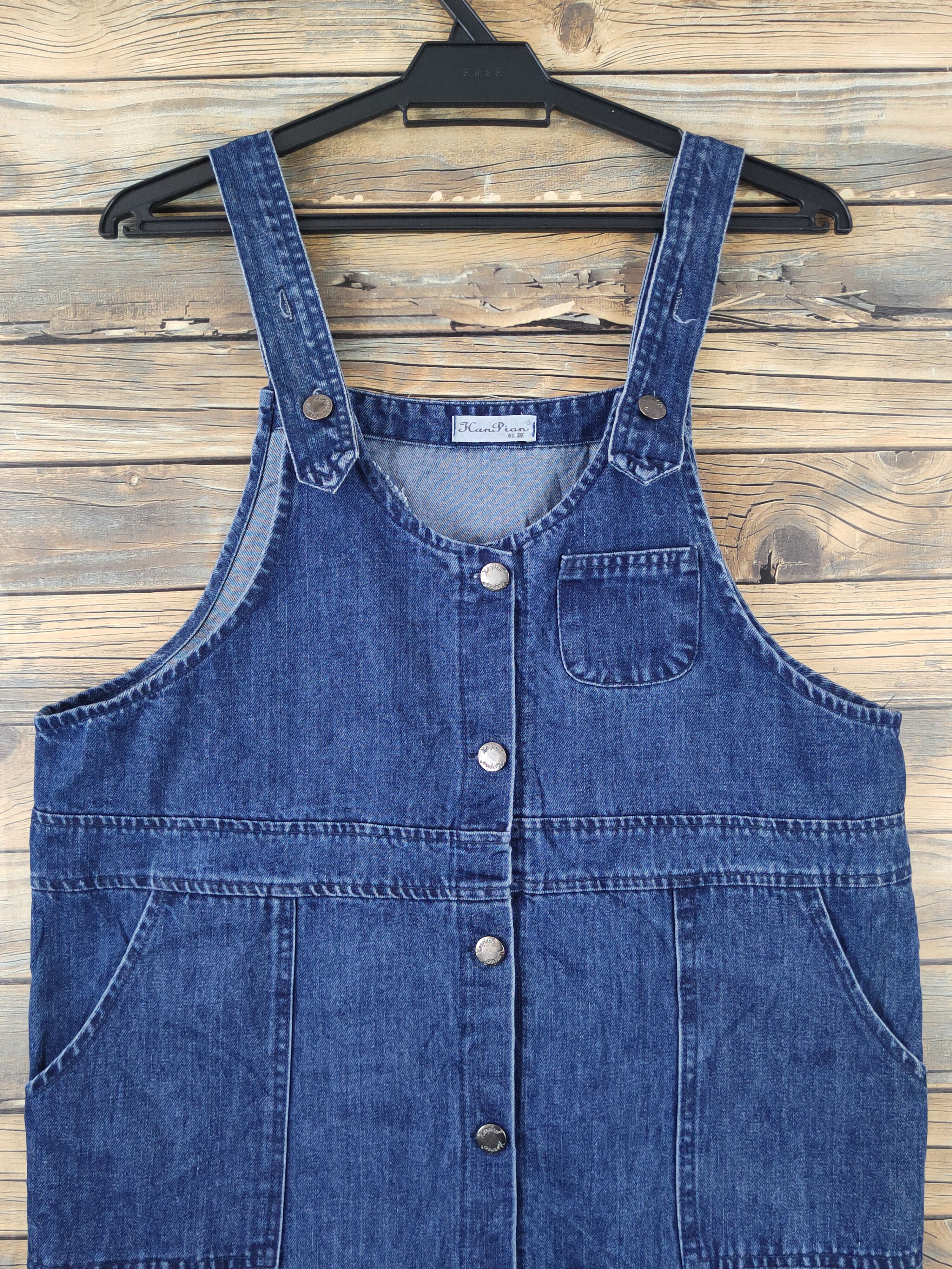Japanese Brand × Vintage Avant Garde Fashion by Han Pian Blue Denim Skirt Jumpsuits Size 40" / US 18 - 2 Thumbnail