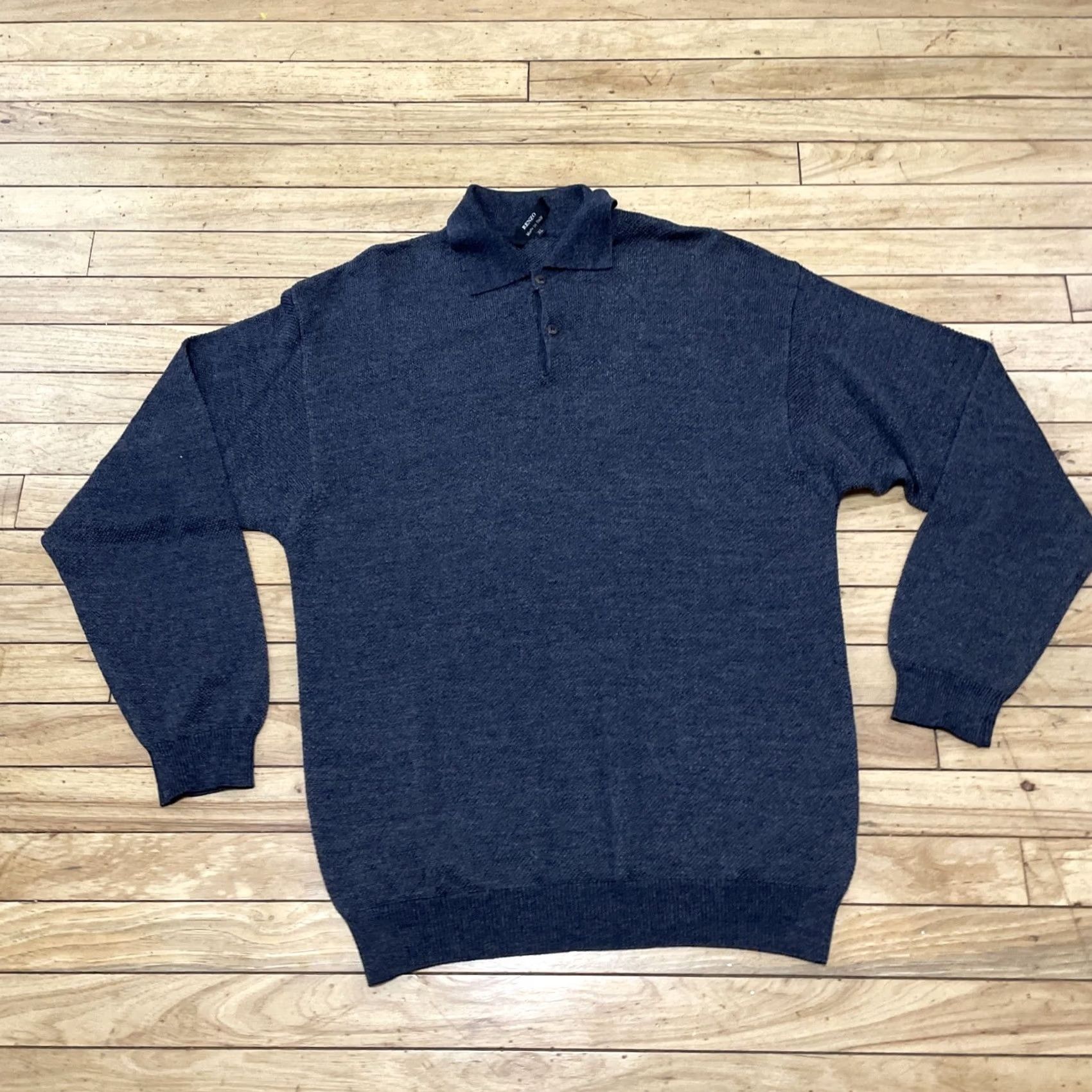 Vintage VINTAGE RENZO Wool Grandpa Knit Sweater Men XL Blue Pique Knit Thermal Preppy Hole Ireland Size US XL / EU 56 / 4 - 4 Thumbnail