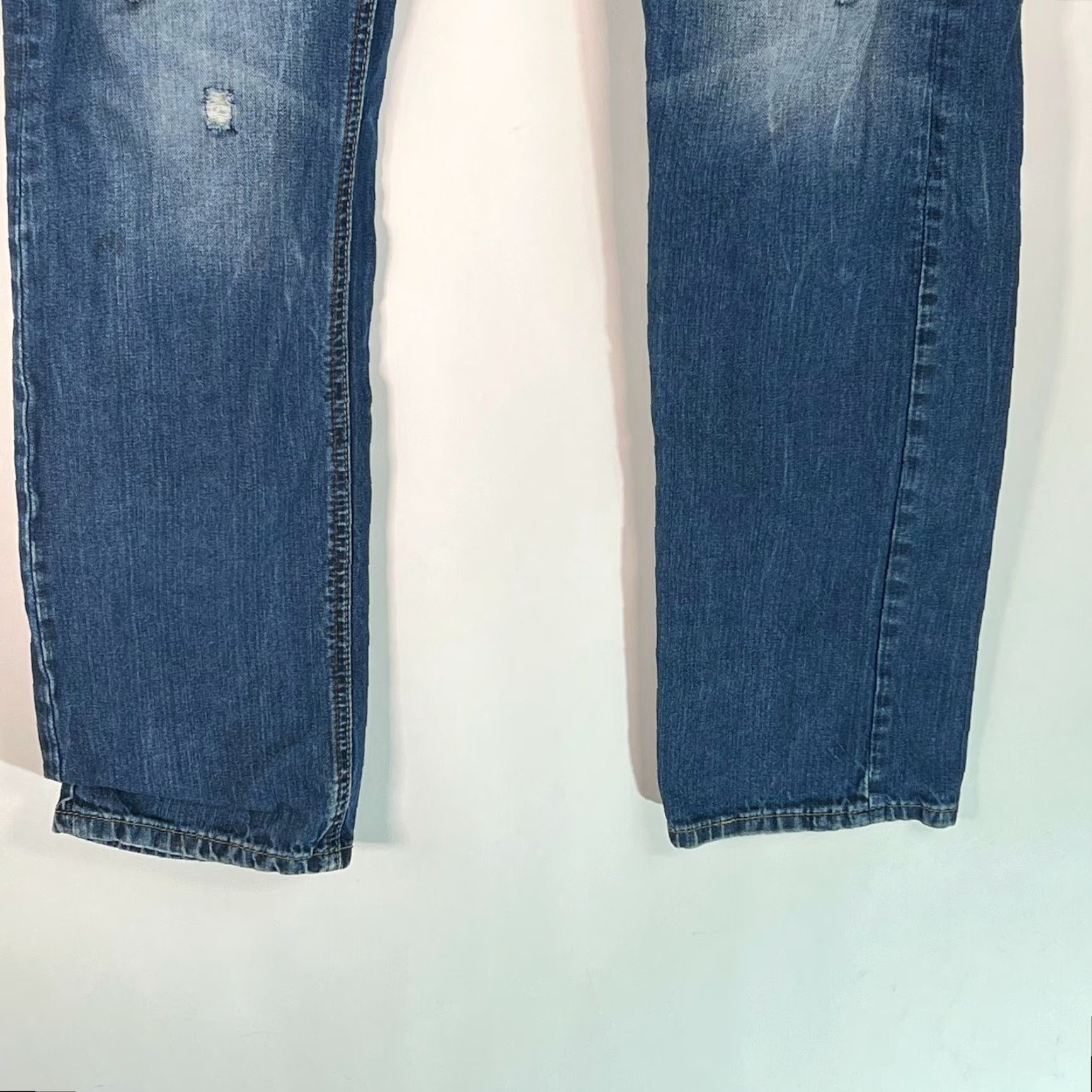 Denime Black Slim Fit Distressed Blue Denim Jeans Size 32X34 for Men Size US 32 / EU 48 - 6 Thumbnail