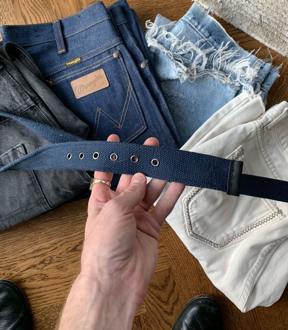 Japanese Brand × Vintage Y2K Fabric Belt 2000s Vintage Grommet Acoustic Guitar Vibe Size ONE SIZE - 4 Thumbnail