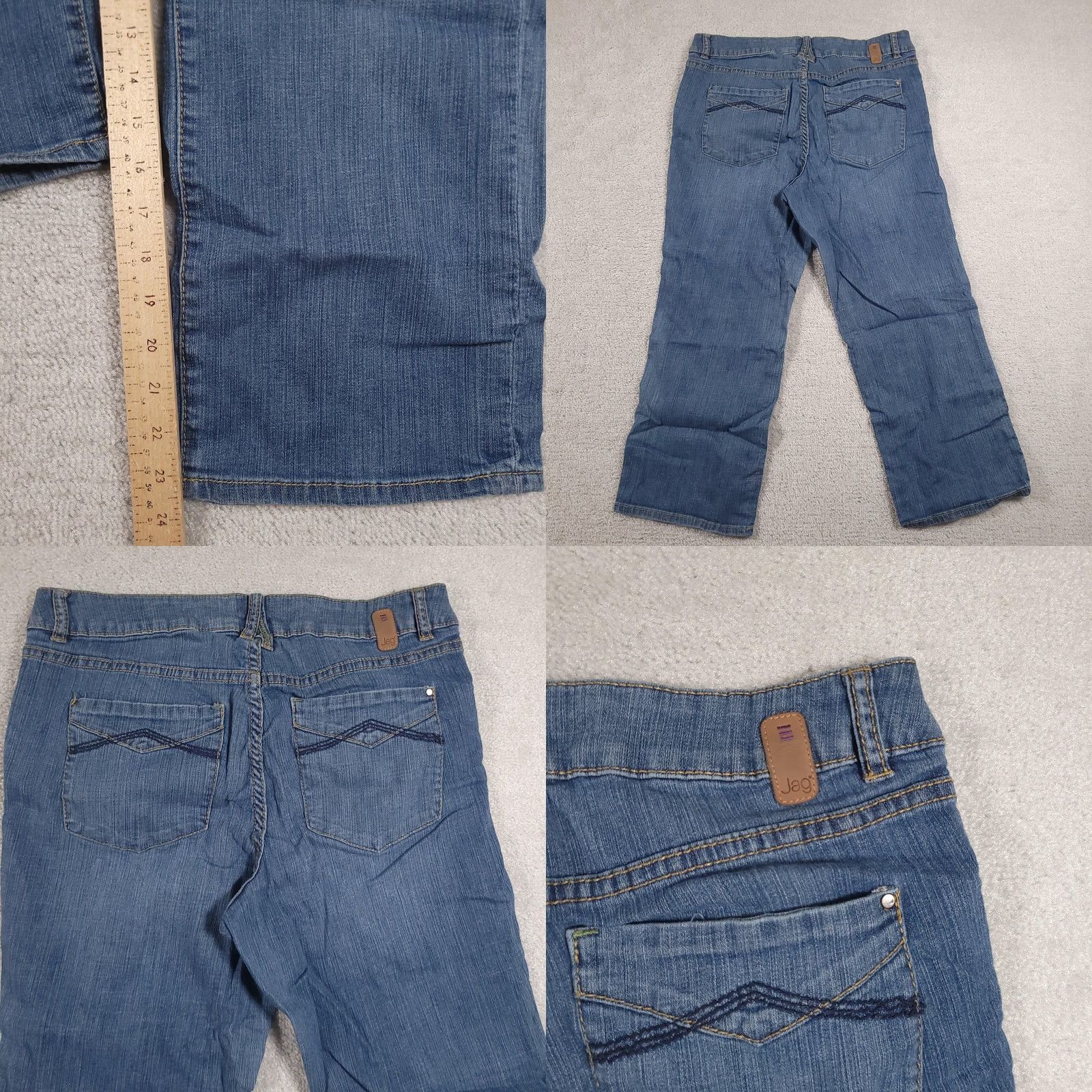 Vintage Jag Jeans Pants Womens 16 Stretch Denim Straight Mid Rise Classic Casual Capri Jeans Size 38" / US 16 / IT 52 - 9 Thumbnail