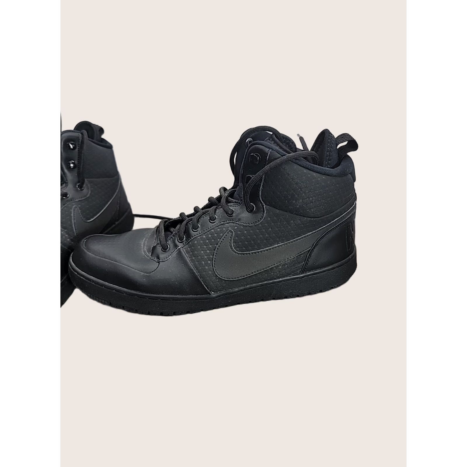 Nike Nike Court Borough Mid Winter Triple Black AA0547-002 Size 12.5 Mens Black Leather Basketball Shoes Size US 13 / EU 46 - 1 Thumbnail