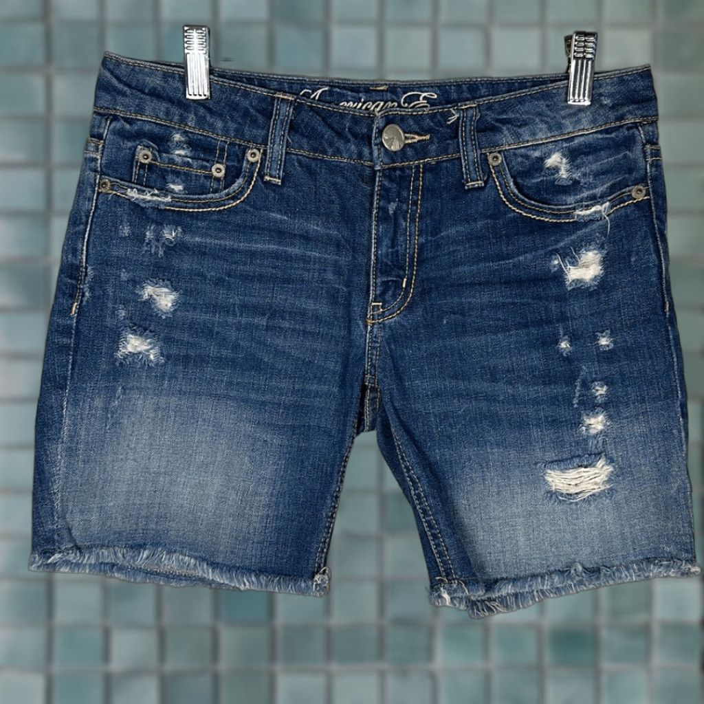American Eagle Outfitters American Eagle AE Shorts Cut-Off Distressed 0 Women Blue Jeans Shorts Size 25" / US 0 / IT 36 - 1 Thumbnail