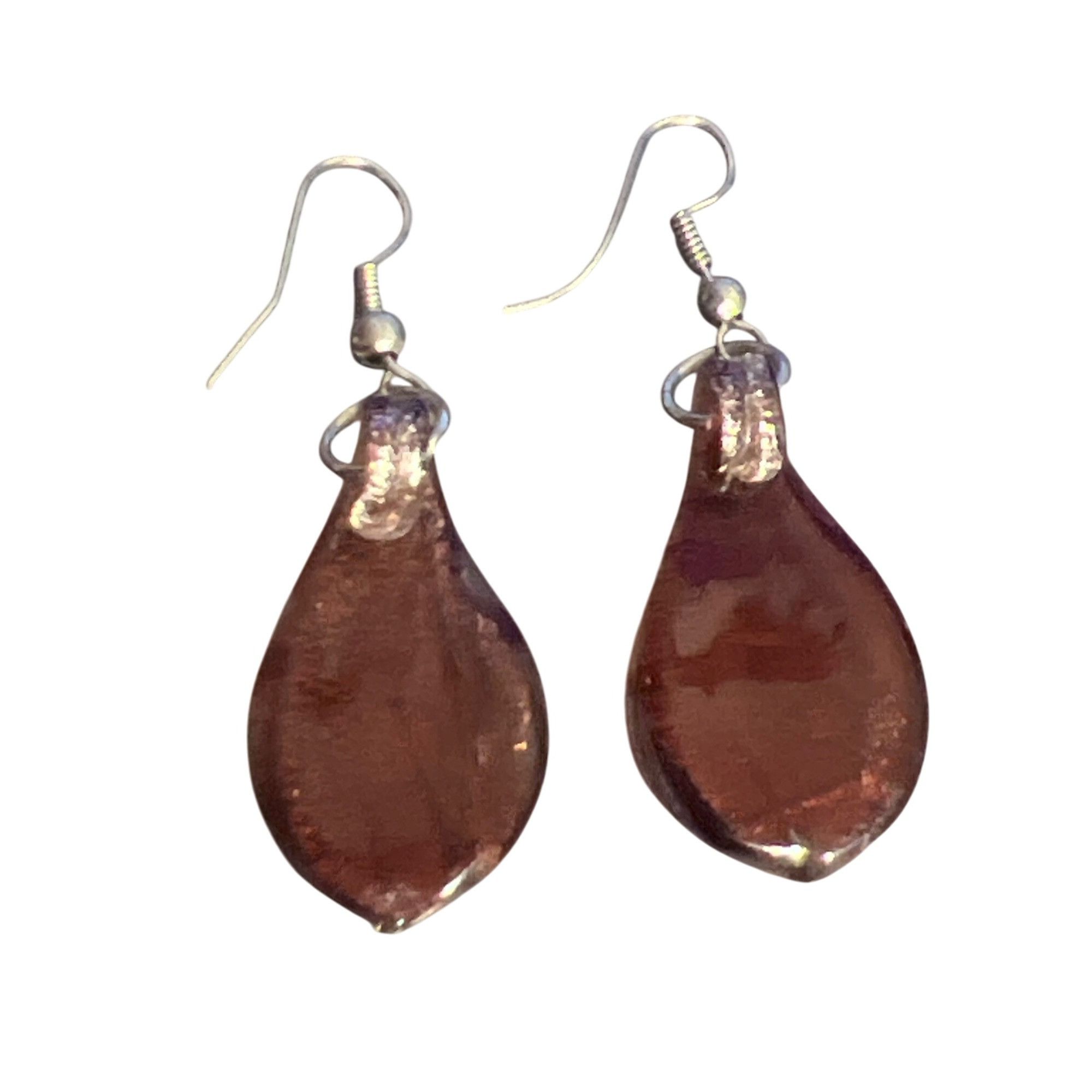 Murano Vtg Murano Glass Teardrop Dichroic Dangle Earrings Silver To Size ONE SIZE - 3 Thumbnail