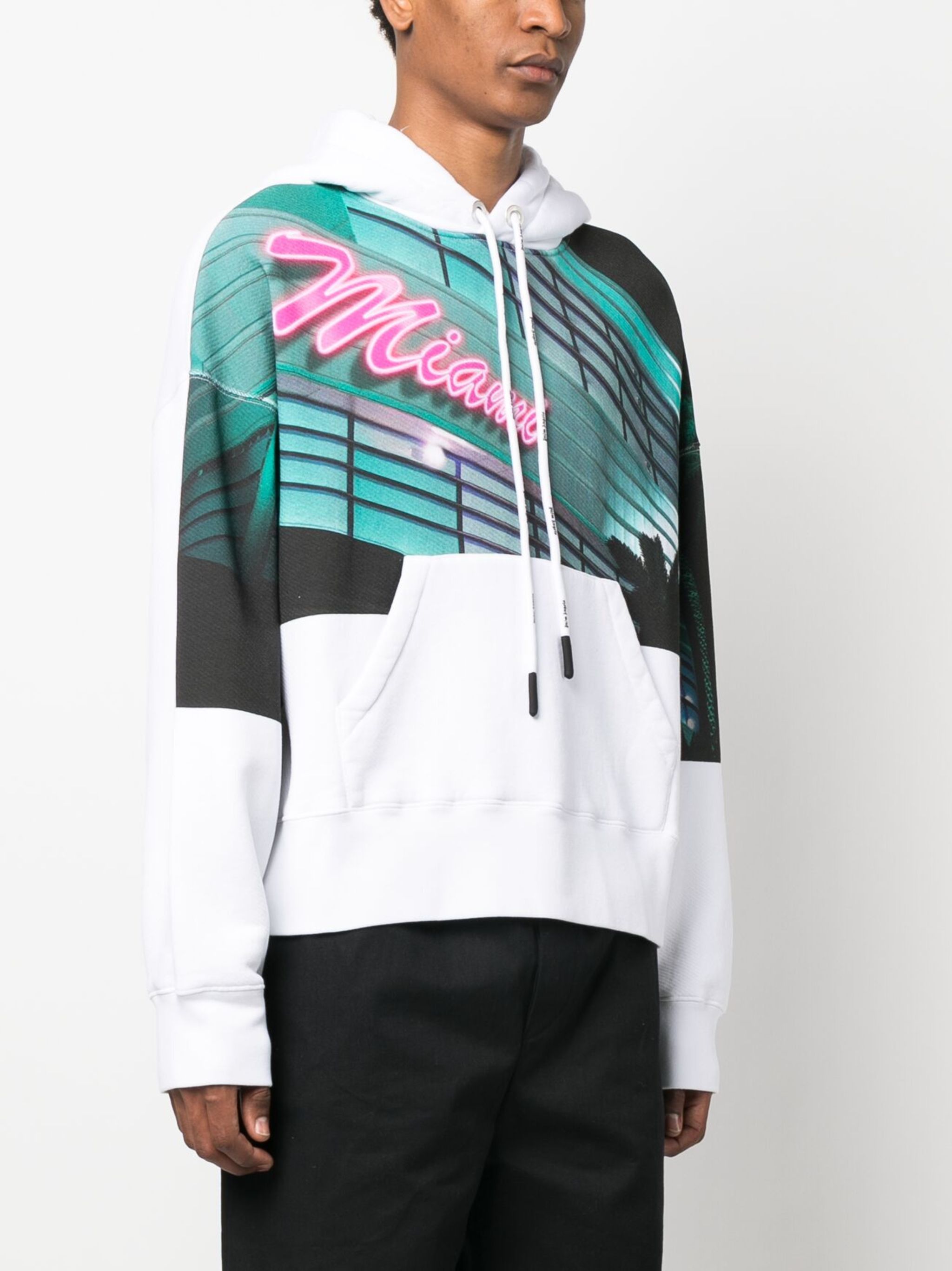 Palm Angels White Miami Print Oversized Hoodie Size US S / EU 44-46 / 1 - 2 Thumbnail