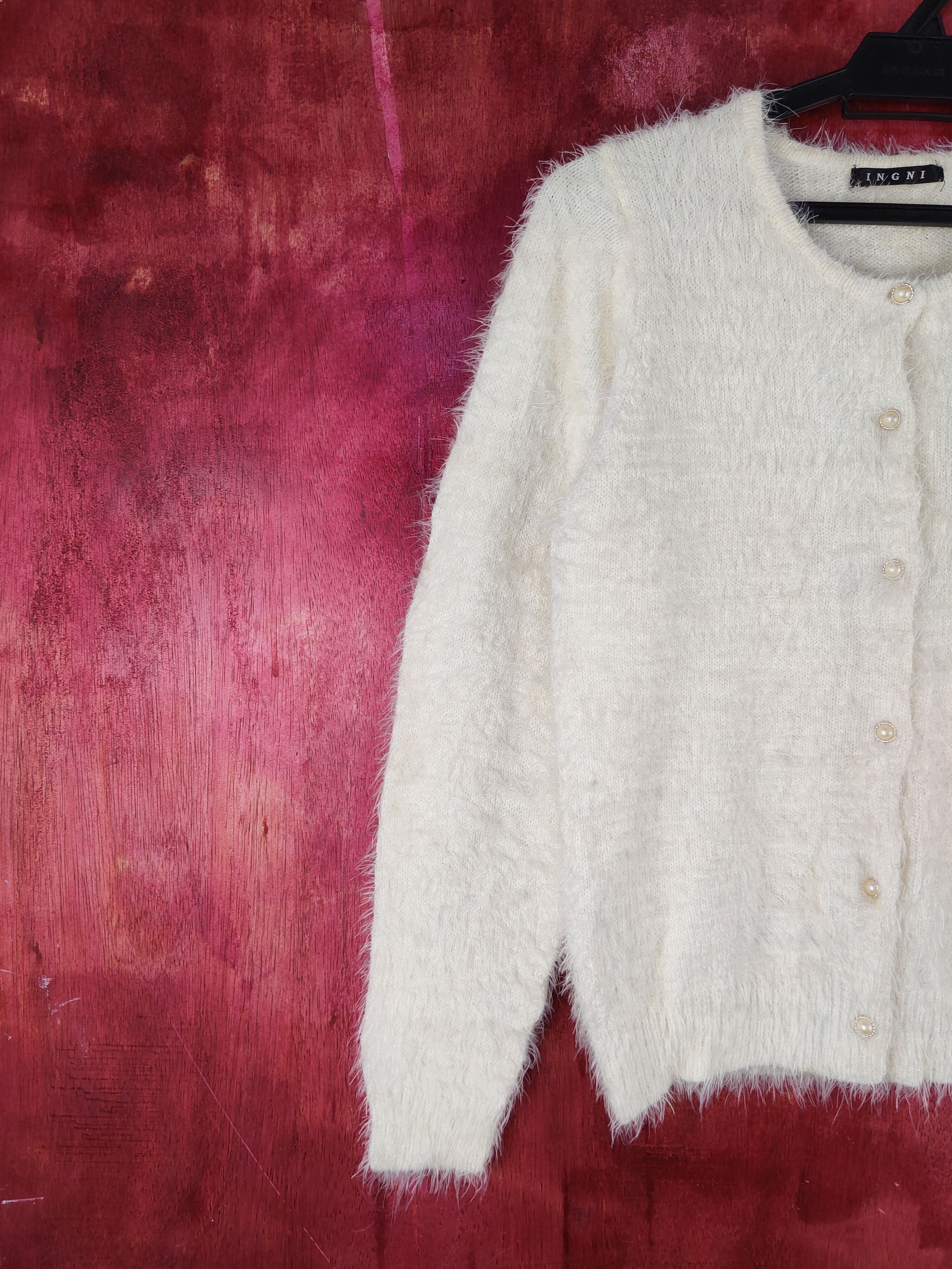 Homespun Knitwear Ingni Yellow Shag Shaggy Fur Mohair Knitwear Cardigan #S1986 Size S / US 4 / IT 40 - 3 Thumbnail