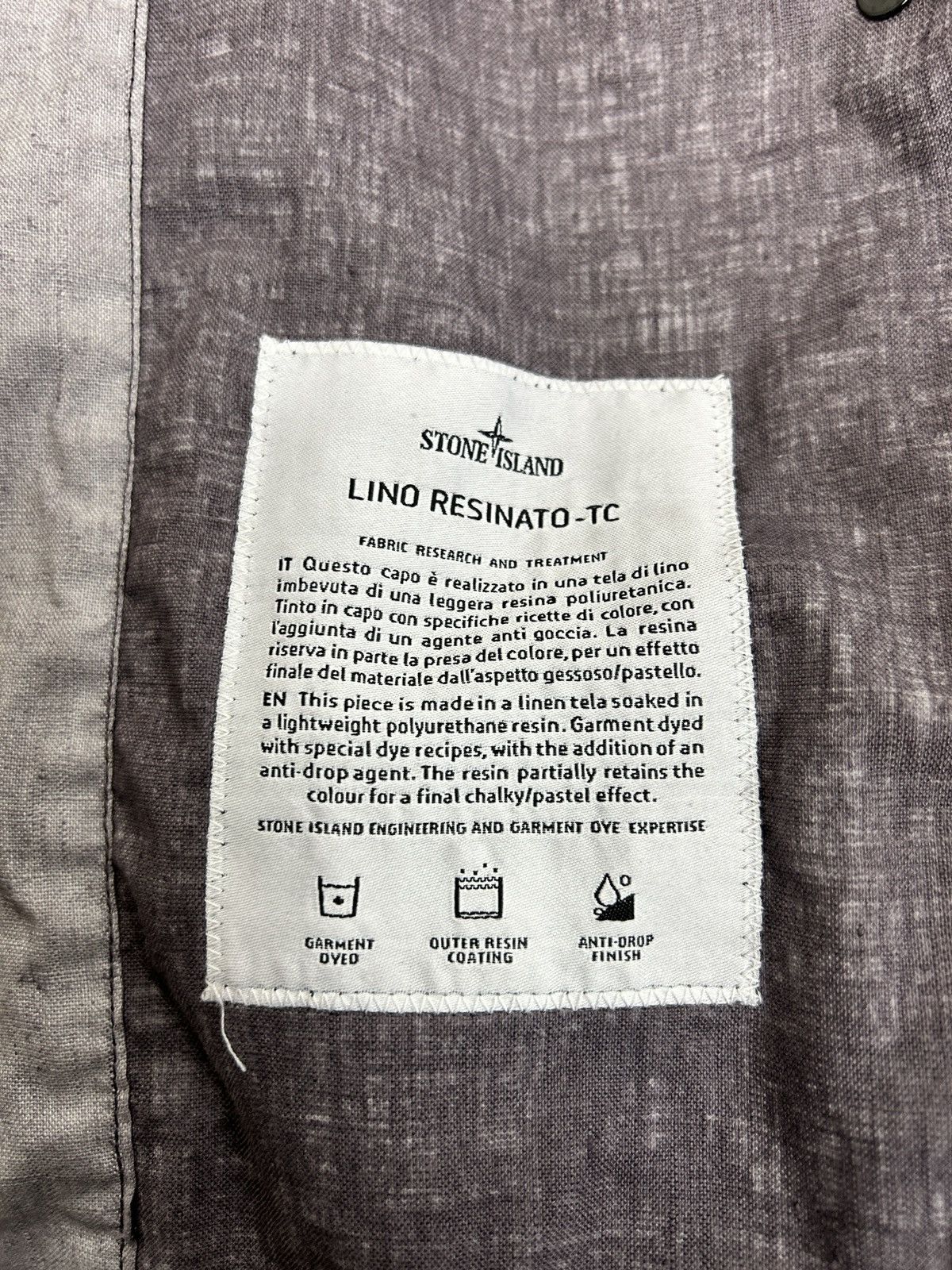 Stone Island Stone Island Lino Resinato-TC Hooded Jacket Grey Size L Size US L / EU 52-54 / 3 - 15 Thumbnail