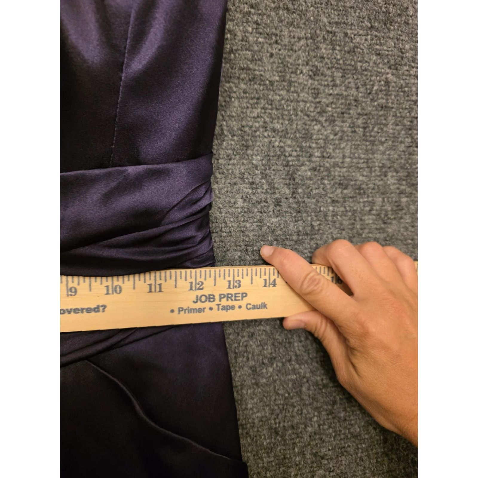 Vintage David's Bridal Dress Womens 6 Purple Strapless Satin Sheath Pockets Bridesmaid Size M / US 6-8 / IT 42-44 - 7 Thumbnail