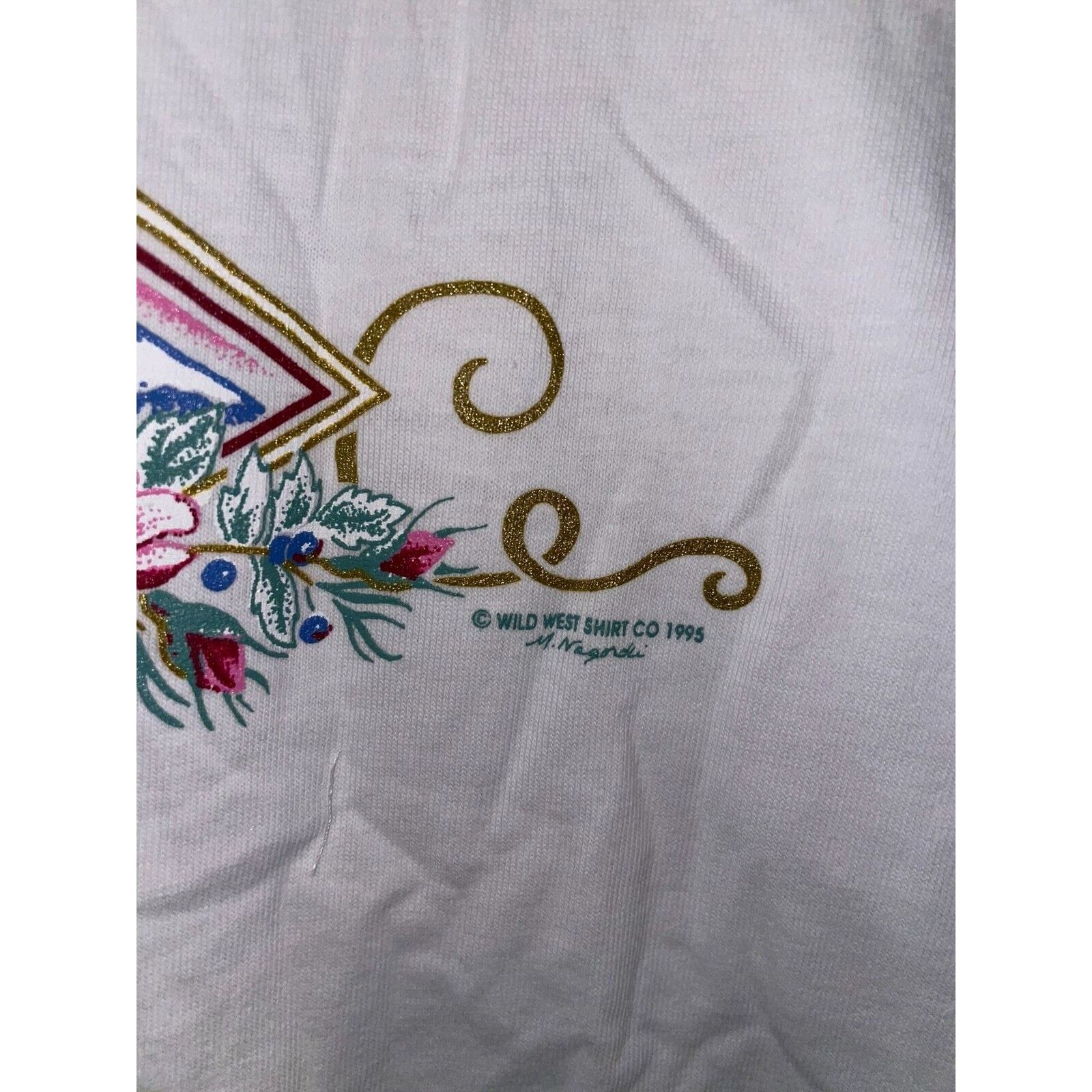 Vintage Womens Vintage Mountain Shirt HL Miller Gold White Tee 90s L Size L / US 10 / IT 46 - 5 Thumbnail
