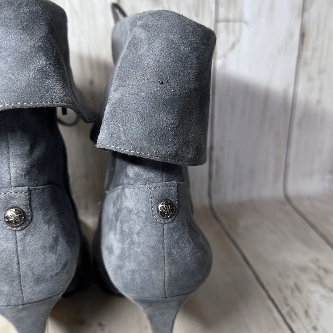 Guess GUESS Gray Suede Ankle Booties 7.5 Women Side Zip Pointy Toe Tie Up Front Multicolor Glitter? (Note: Glitter is random) Size US 8 / IT 38 - 7 Thumbnail