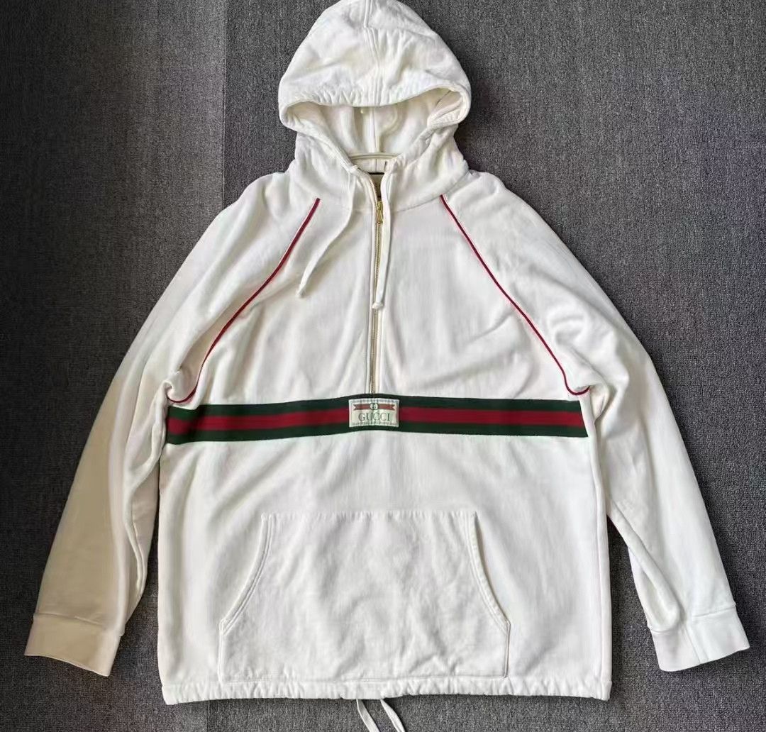 Gucci Gucci White Stripe Hooded Sweatshirt Size US XXL / EU 58 / 5 - 1 Thumbnail