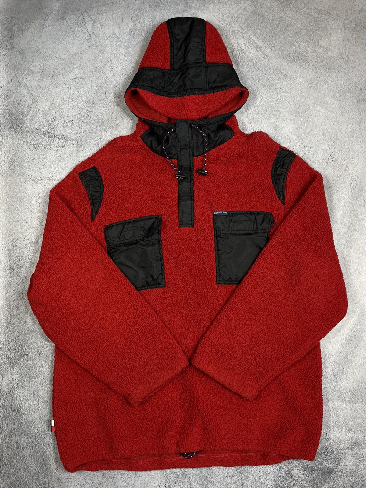 Tommy Hilfiger × Tommy Jeans × Vintage Vintage 90s Tommy Jeans fleece deep pile anorak hoodie XL Size US XL / EU 56 / 4 - 1 Thumbnail