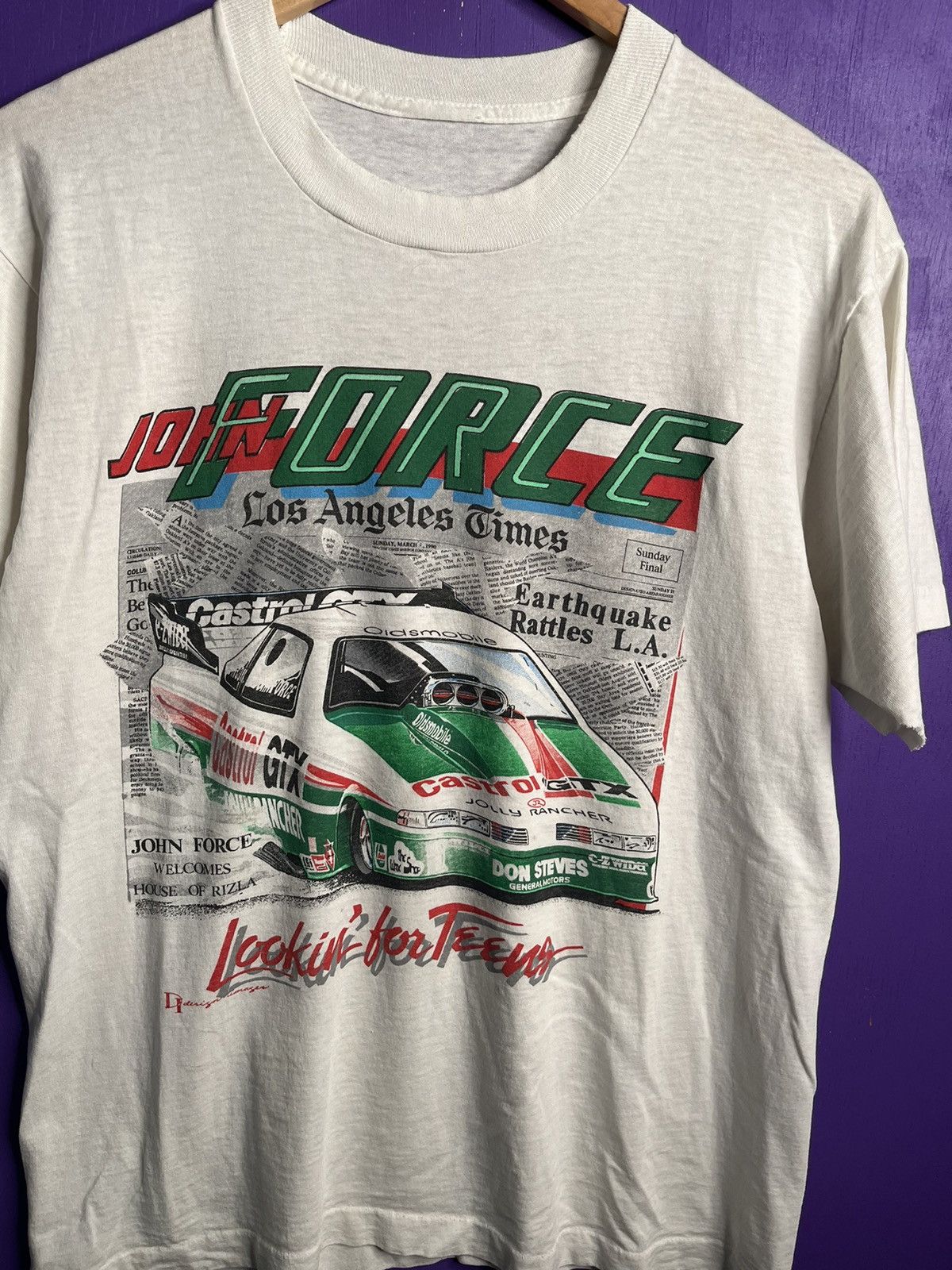 NASCAR × Vintage Vintage 80s John force LA times racing t-shirt Size US M / EU 48-50 / 2 - 3 Thumbnail