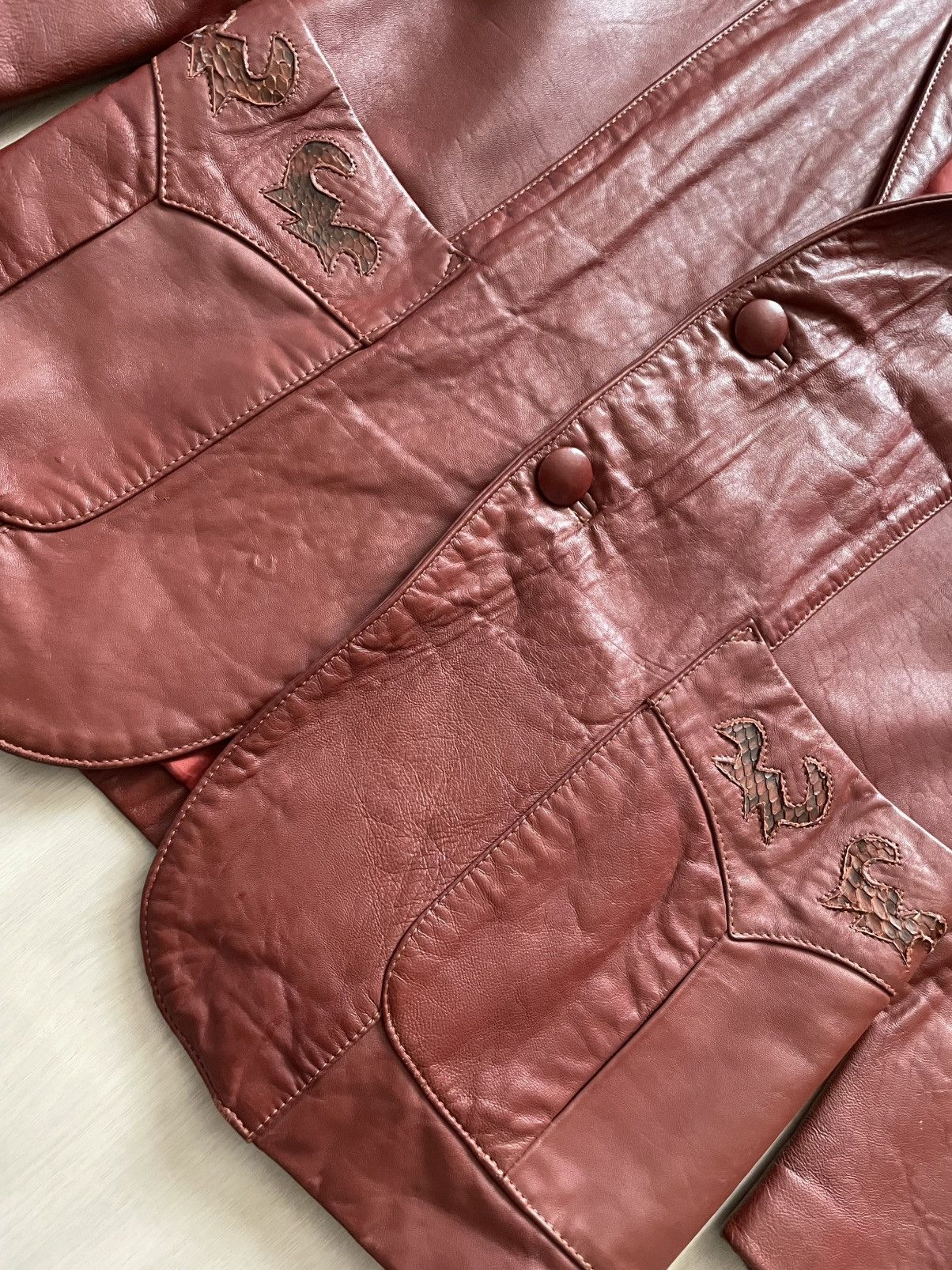 Vintage Vtg El Charro Western Leather Jacket Blazer Snakeskin Sz 38 Size US M / EU 48-50 / 2 - 4 Thumbnail