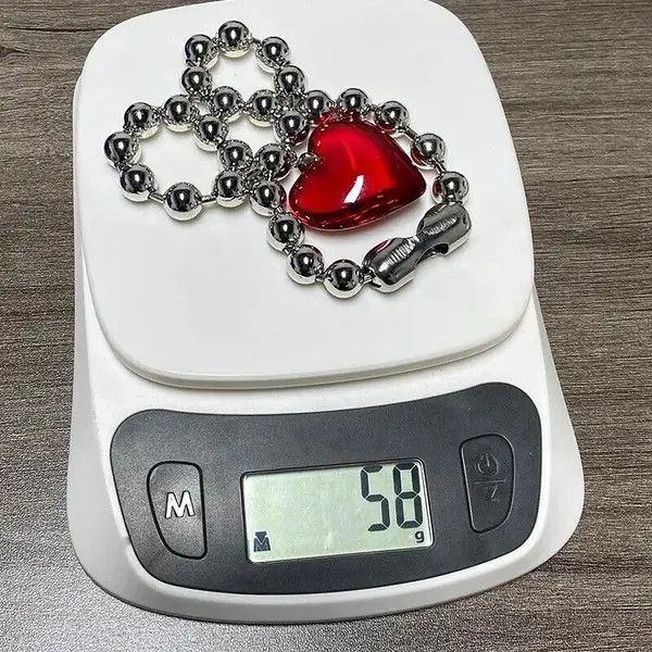 Jewelry Big Red Heart Chain Goth Punk Jewelry Pop Electro Necklace Size ONE SIZE - 4 Thumbnail