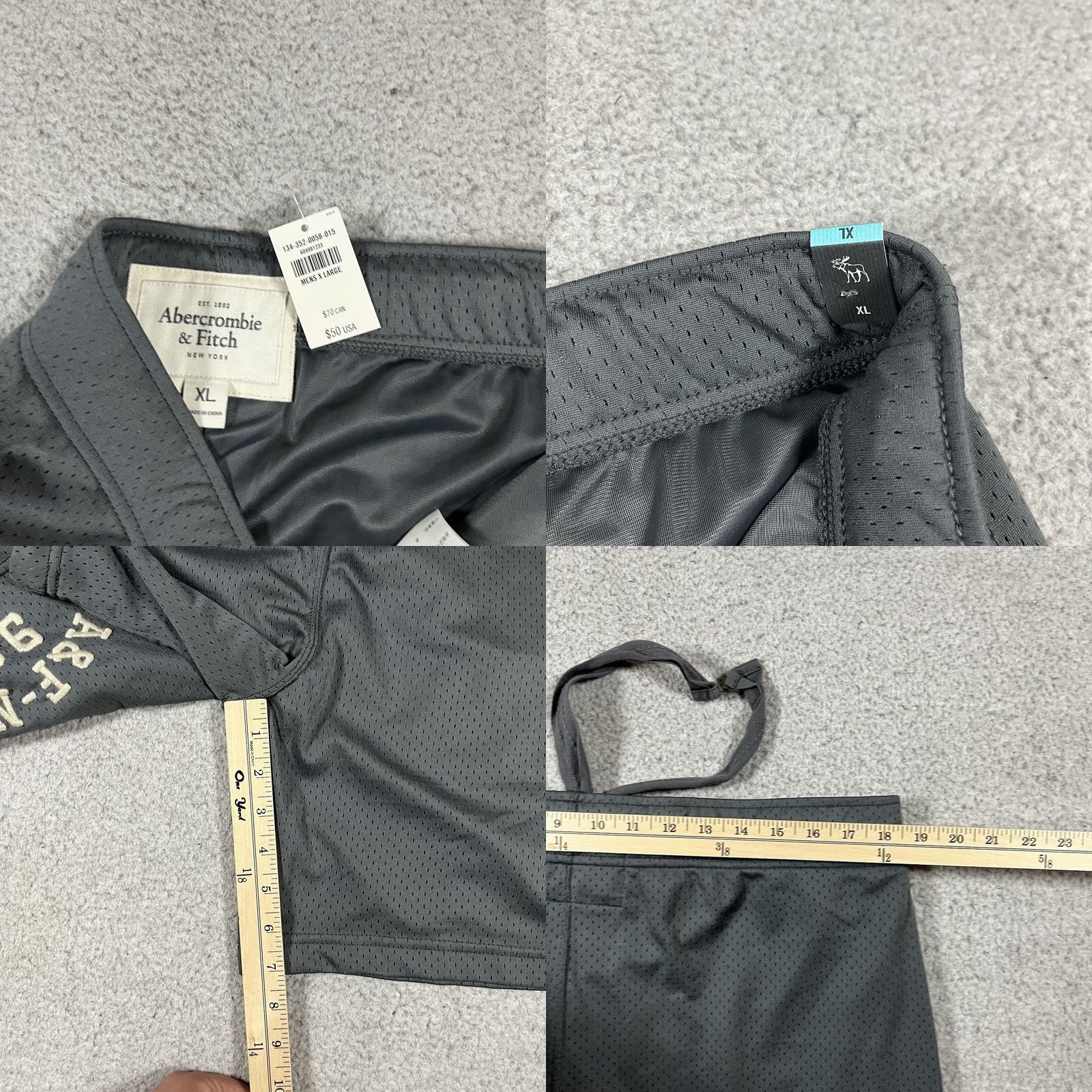 Abercrombie & Fitch Abercrombie & Fitch Shorts Mens XL Gray Basketball Athletic Gym Y2K Drawstring Size US 36 / EU 52 - 8 Thumbnail