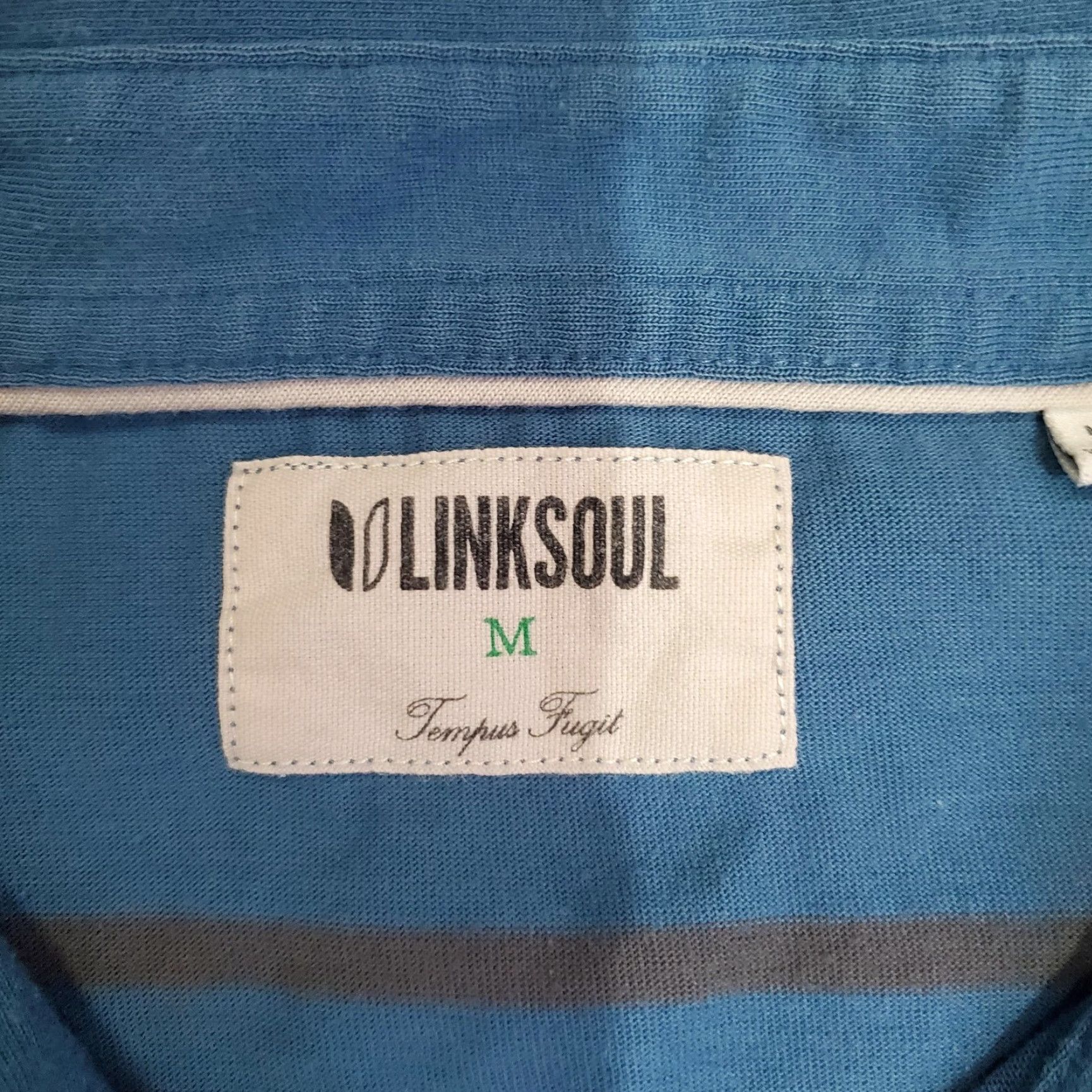 Vintage Linksoul Polo Shirt Mens M Blue Striped Tempus Fugit Golf Performance 100% Cotton Short Sleeve Polo Shirt Mens Size US M / EU 48-50 / 2 - 3 Thumbnail
