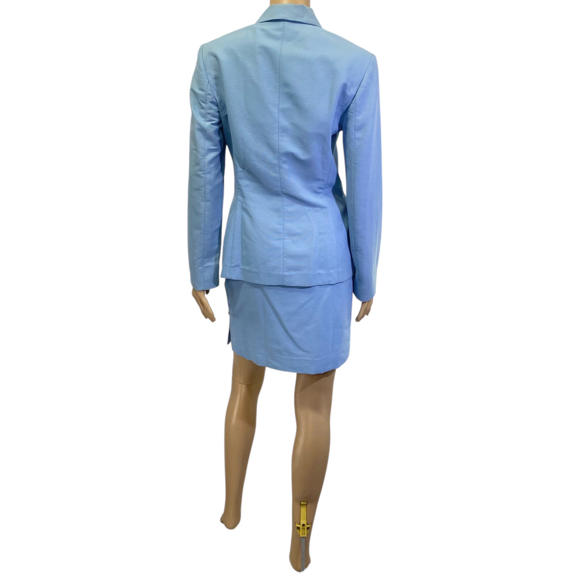 Versace Jeans Couture Vintage Powder Blue Blazer Jacket & Skirt Suit Set Size S / US 4 / IT 40 - 5 Thumbnail
