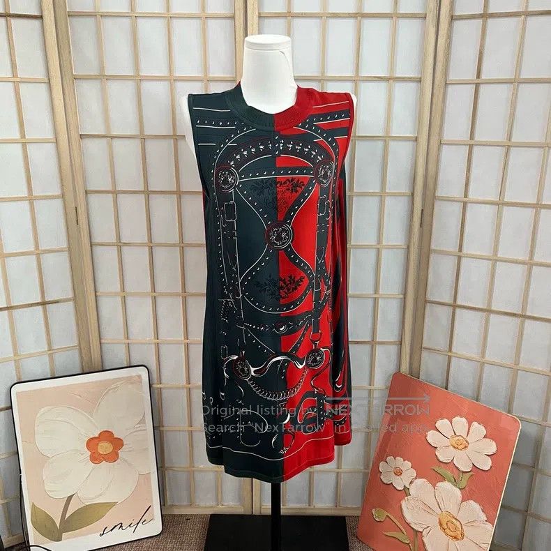 Hermes Hermes Red and black color block dress, silk + cotton Size XS / US 0-2 / IT 36-38 - 1 Thumbnail