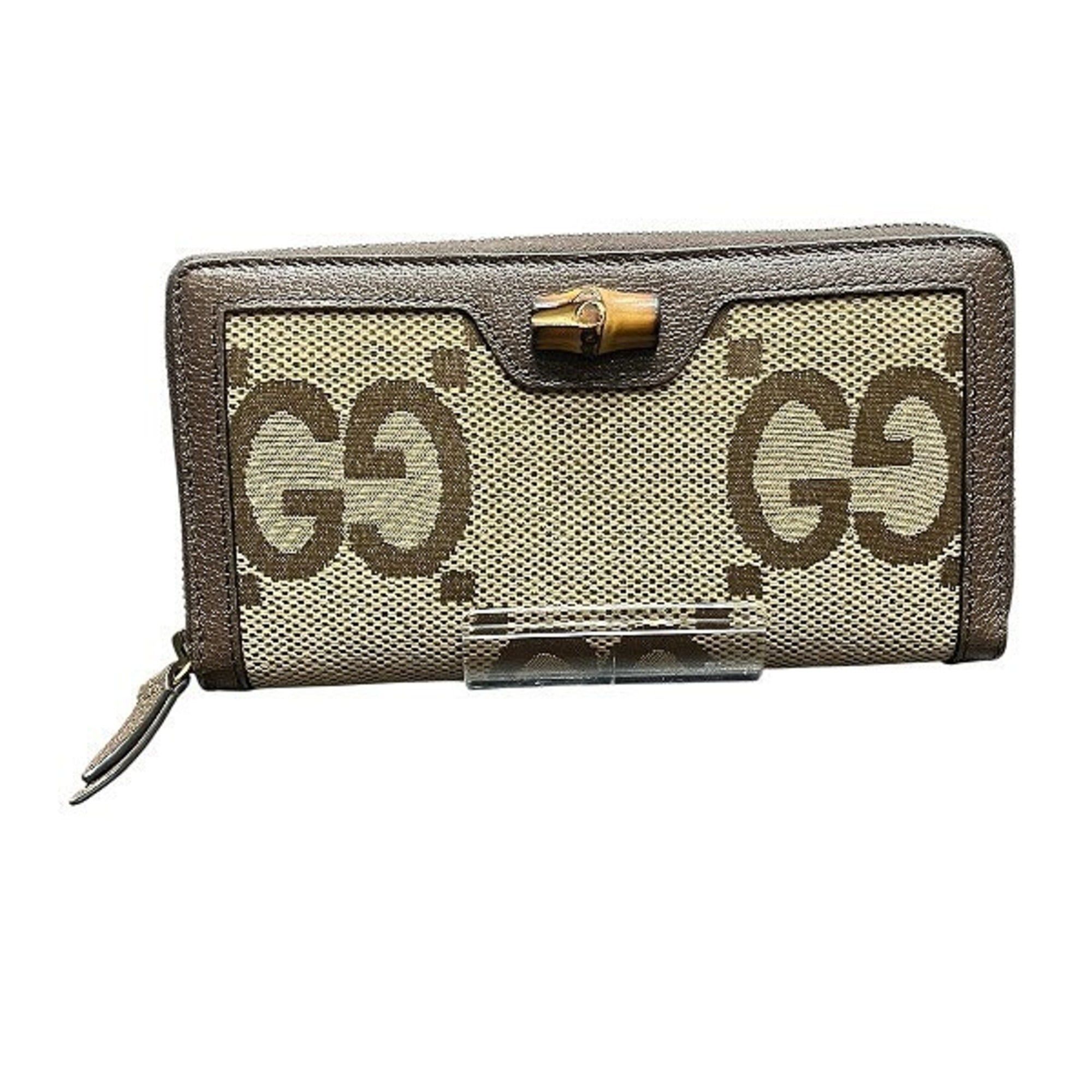 Gucci Gucci GG Canvas Bamboo Round Zip Long Wallet 658634 (Men's/Women's) Size ONE SIZE - 1 Thumbnail