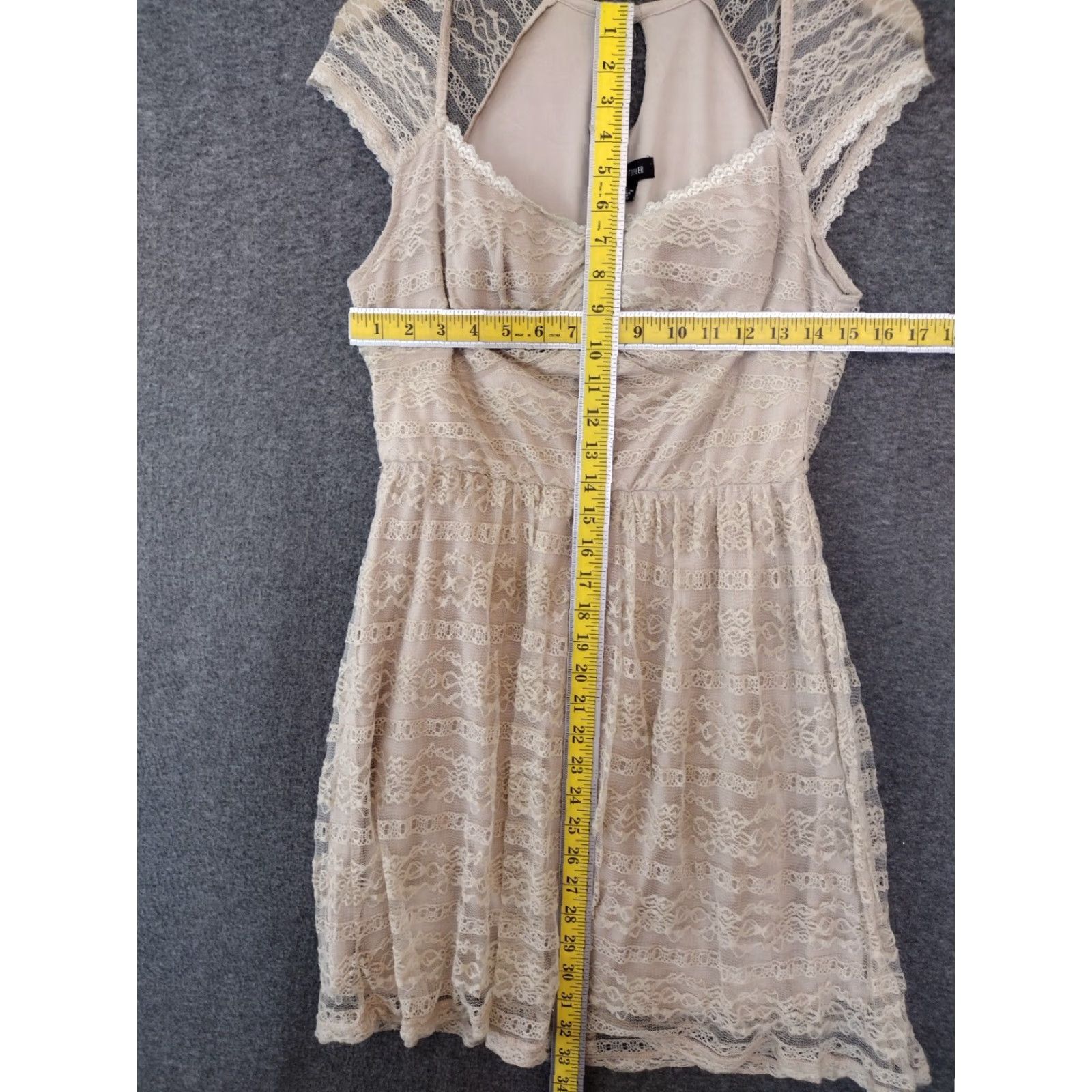 Vintage Jodi Kristopher Fit & Flare Dress Women's L Pink/Tan Floral Lace Cap Sleeve Short Vintage? No Size S / US 4 / IT 40 - 4 Thumbnail