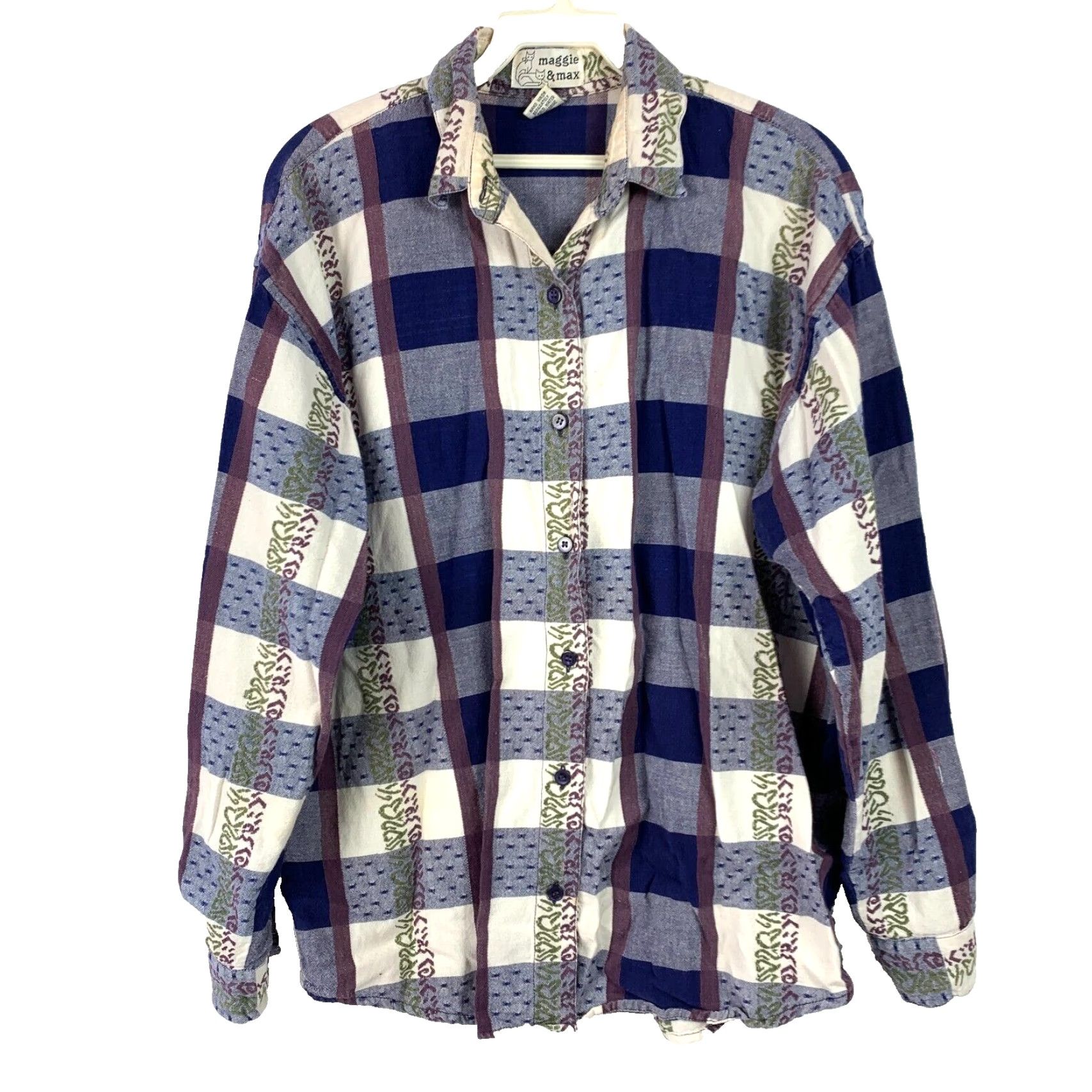 Vintage Vintage Maggie & Max Plaid Embroidered Button Up Shirt Medium Size M / US 6-8 / IT 42-44 - 2 Thumbnail