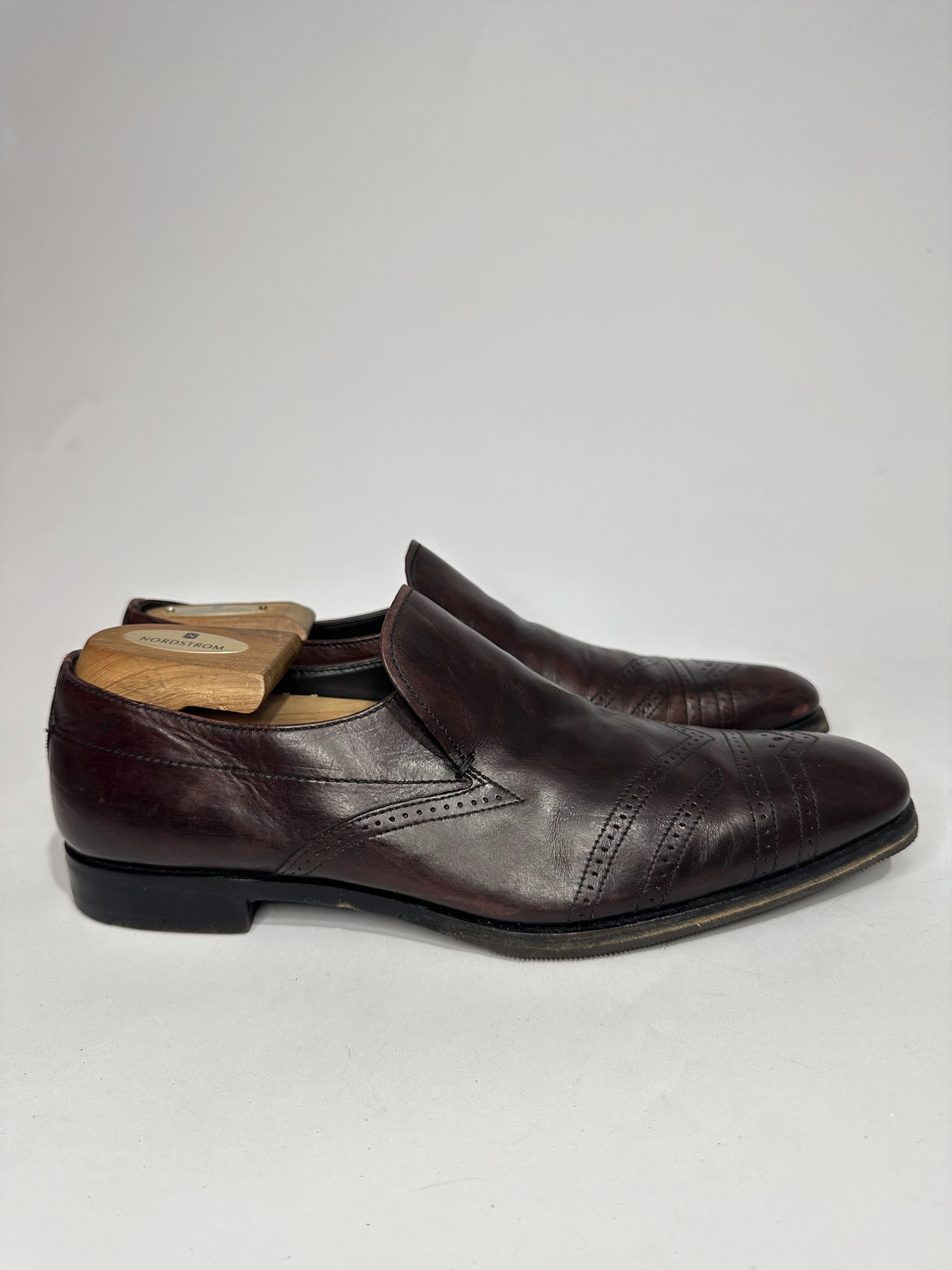 Prada Vintage Prada Brown Burnished Leather Wingtip Brogue Loafers Size US 8 / EU 41 - 2 Thumbnail