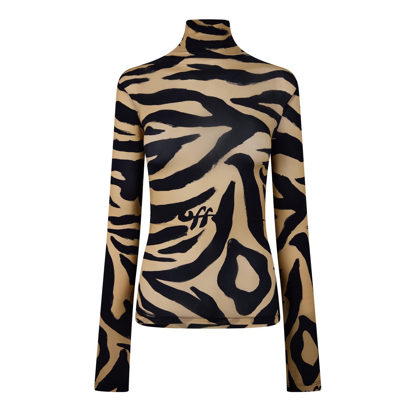 Off-White o1g2r1mq1224 Zebra Turtleneck Sweaters Light Brown & Black Size L / US 10 / IT 46 - 1 Thumbnail