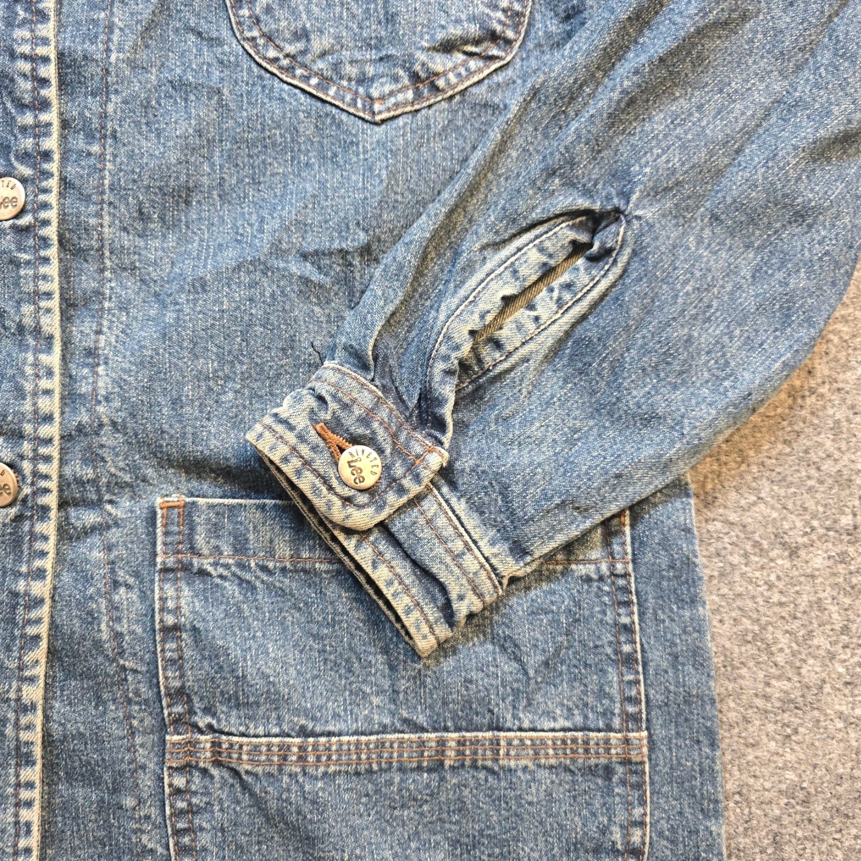 Lee VINTAGE Lee Jacket Womens Small Blue Denim Chore Coat Pockets Utility 90s Shirt Size S / US 4 / IT 40 - 3 Thumbnail
