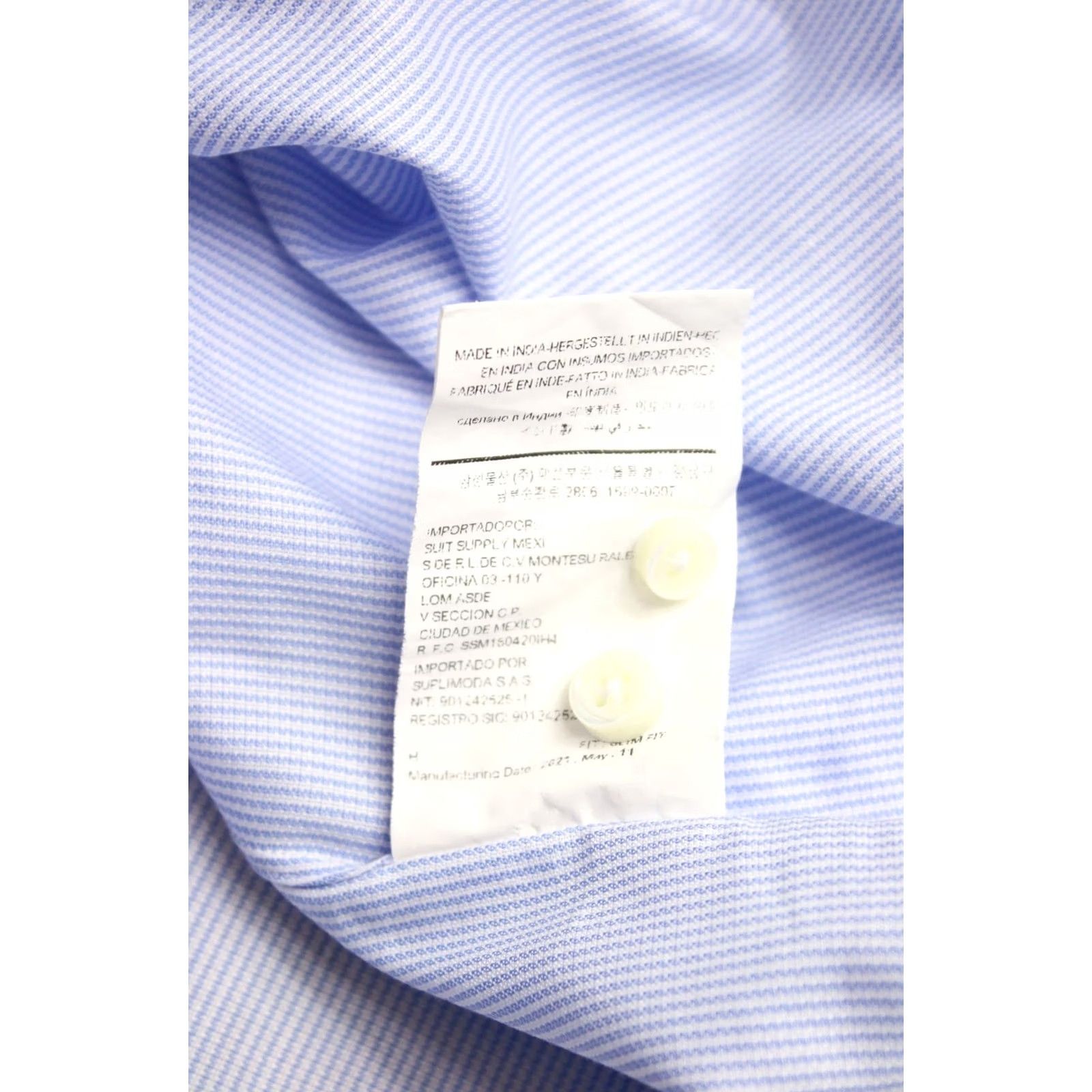 Suitsupply Suitsupply Dress Shirt Men 35 / 13 1/2 Pinstriped Spread Slim Fit Formal Shirt Blue Size 34R - 7 Thumbnail