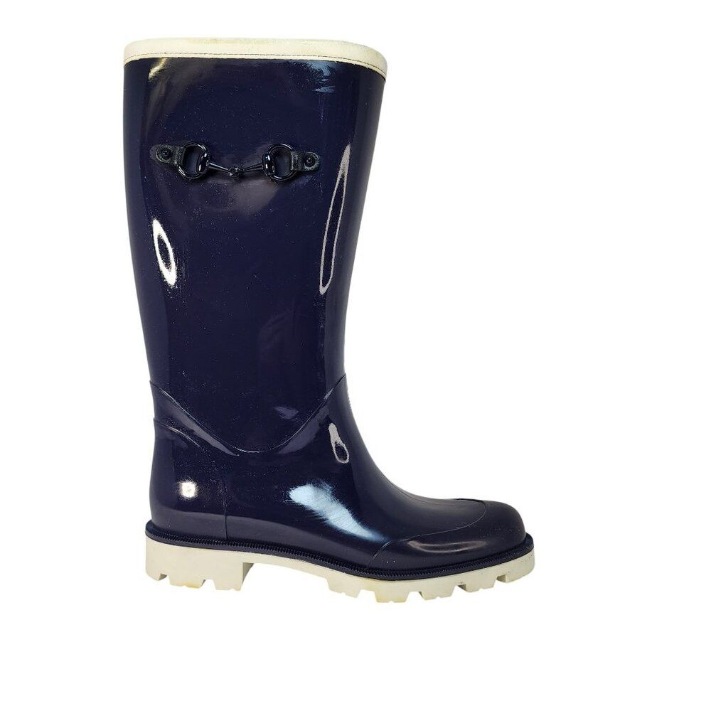 Gucci Gucci Horsebit Rubber Rain Boots – Navy & White – Size 37 I Size US 7.5 / IT 37.5 - 2 Thumbnail