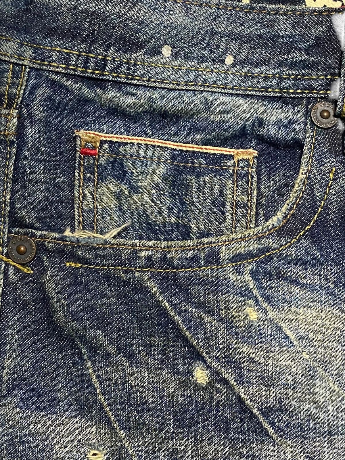 Cult Of Individuality Cult Paint Splatter Distressed Selvedge Redline (107N2) Size US 34 / EU 50 - 15 Thumbnail