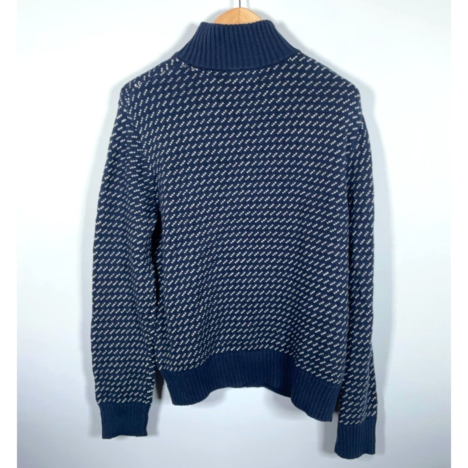 Vintage Woolrich Target Nordic Sweater Men's Large Dark Blue Birdseye Cotton Knit Henley Size US L / EU 52-54 / 3 - 2 Thumbnail