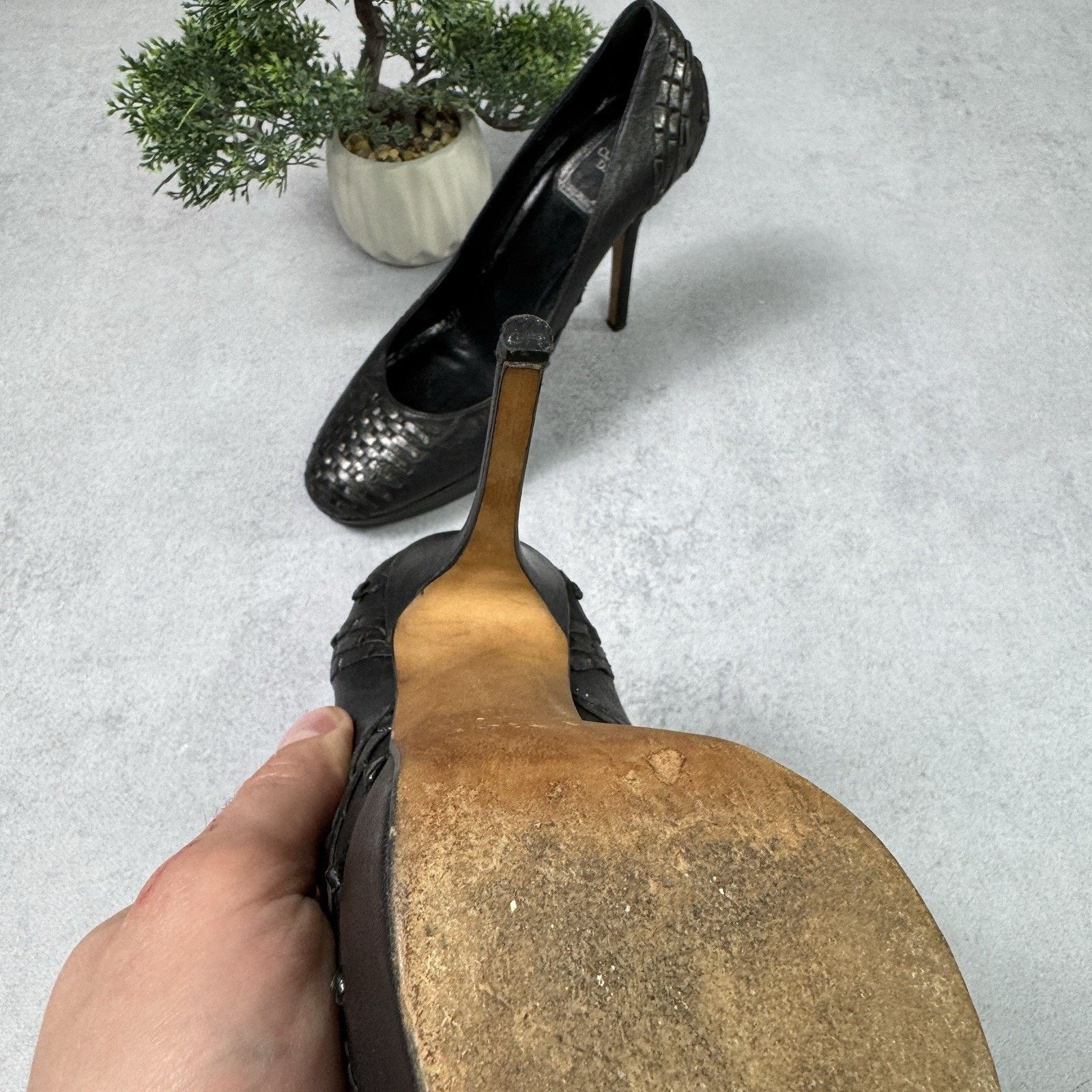 Dior CHRISTIAN DIOR Braided Leather Platform Pumps Black size 39 Size US 9 / IT 39 - 9 Thumbnail