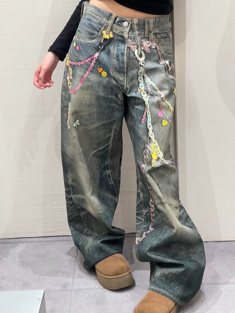 Acne Studios Acne Studios Loose wide-leg jeans with candy chain print Size US 34 / EU 50 - 7 Thumbnail