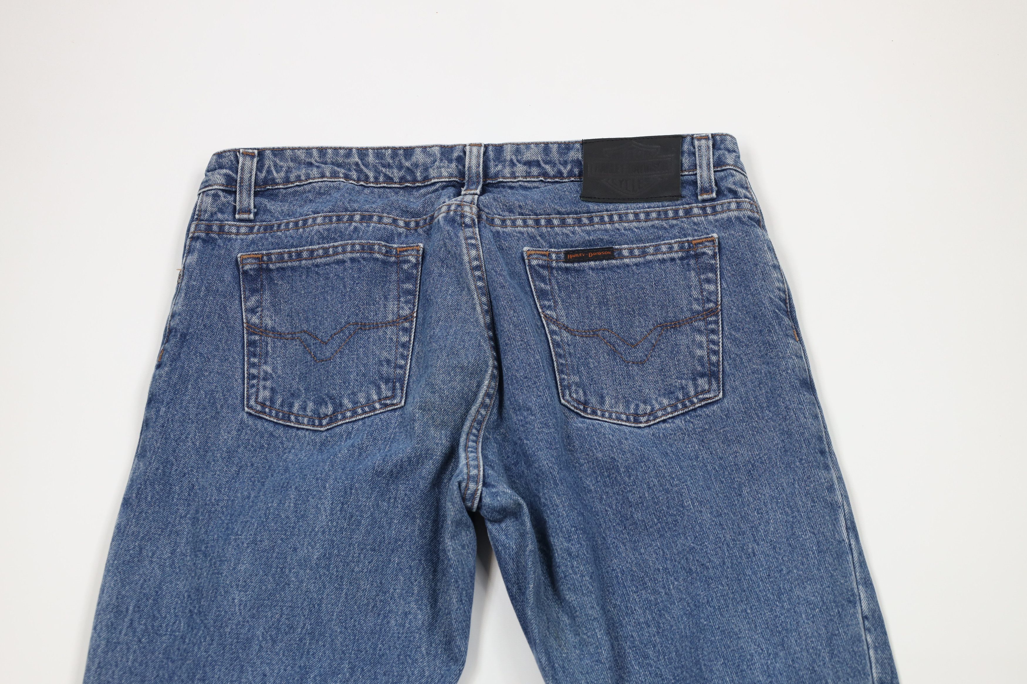 Harley Davidson × Vintage Vintage Harley Davidson Wide Leg Denim Jeans Blue Cotton Size 32" / US 10 / IT 46 - 12 Thumbnail