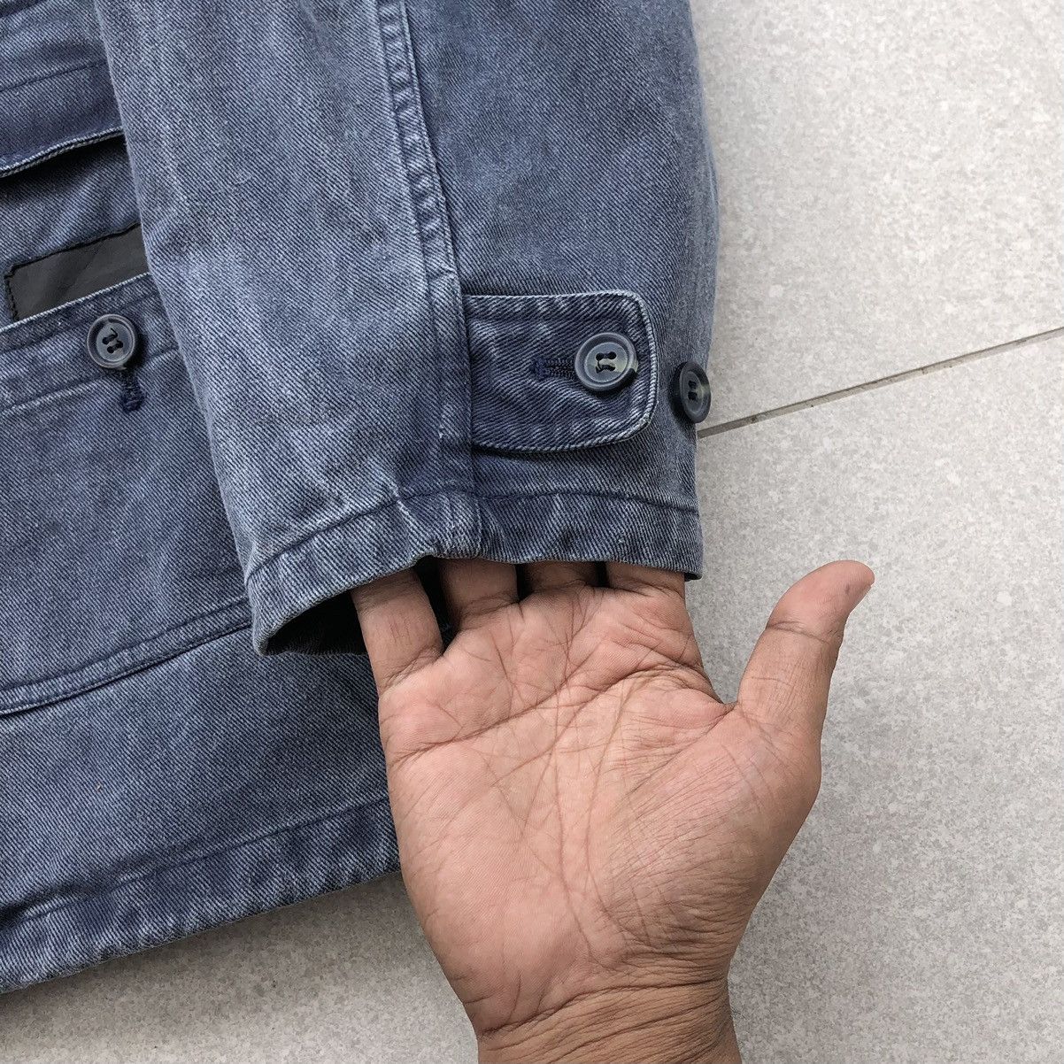 Vintage Vintage SENT HOMME Sun Faded Denim Leather Baggy Jacket Size US M / EU 48-50 / 2 - 16 Thumbnail