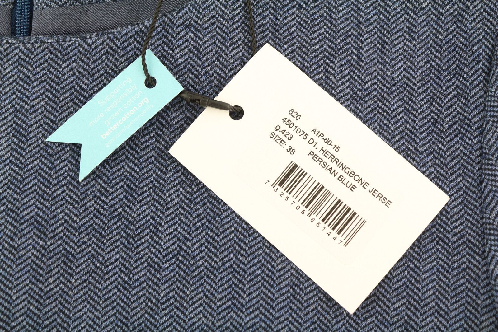 Gant HERRINGBONE JERSE EU38 Blue Round Neck Dress 85194 Size M / US 6-8 / IT 42-44 - 11 Thumbnail