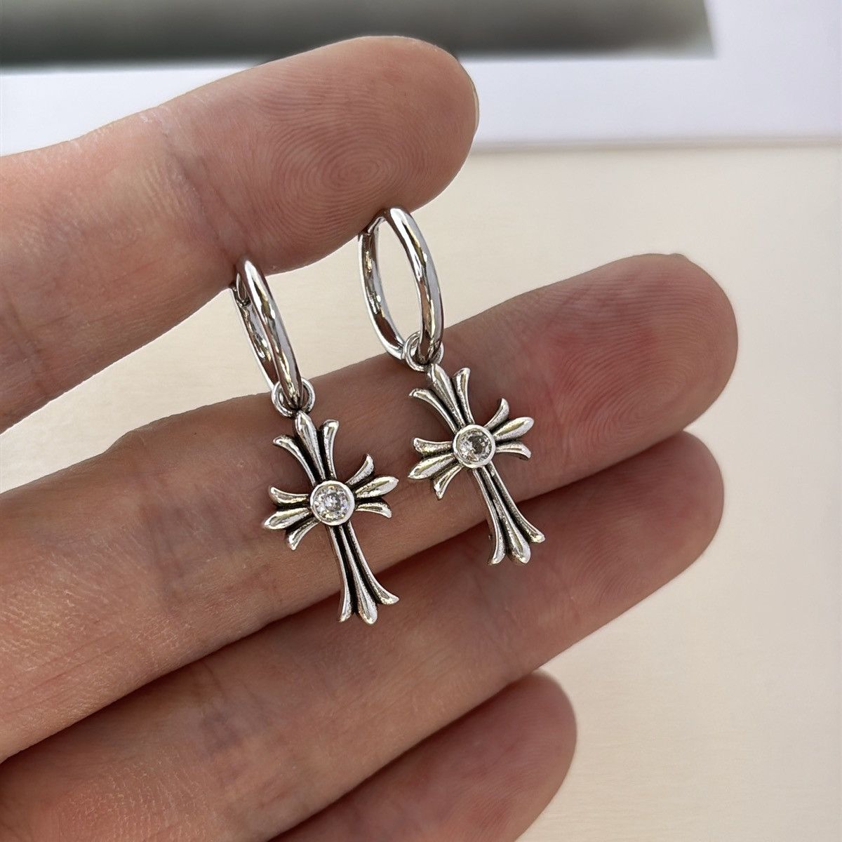 Other Cross Dangle Drop Earrings for Men Women Streetwear Size ONE SIZE - 5 Thumbnail