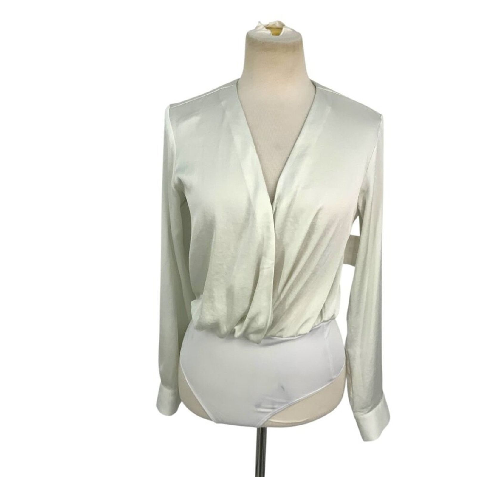 Other Open Edit Wrap Bodysuit Long Sleeve Ivory XS NWOT $59 NWOT Size XS / US 0-2 / IT 36-38 - 2 Thumbnail