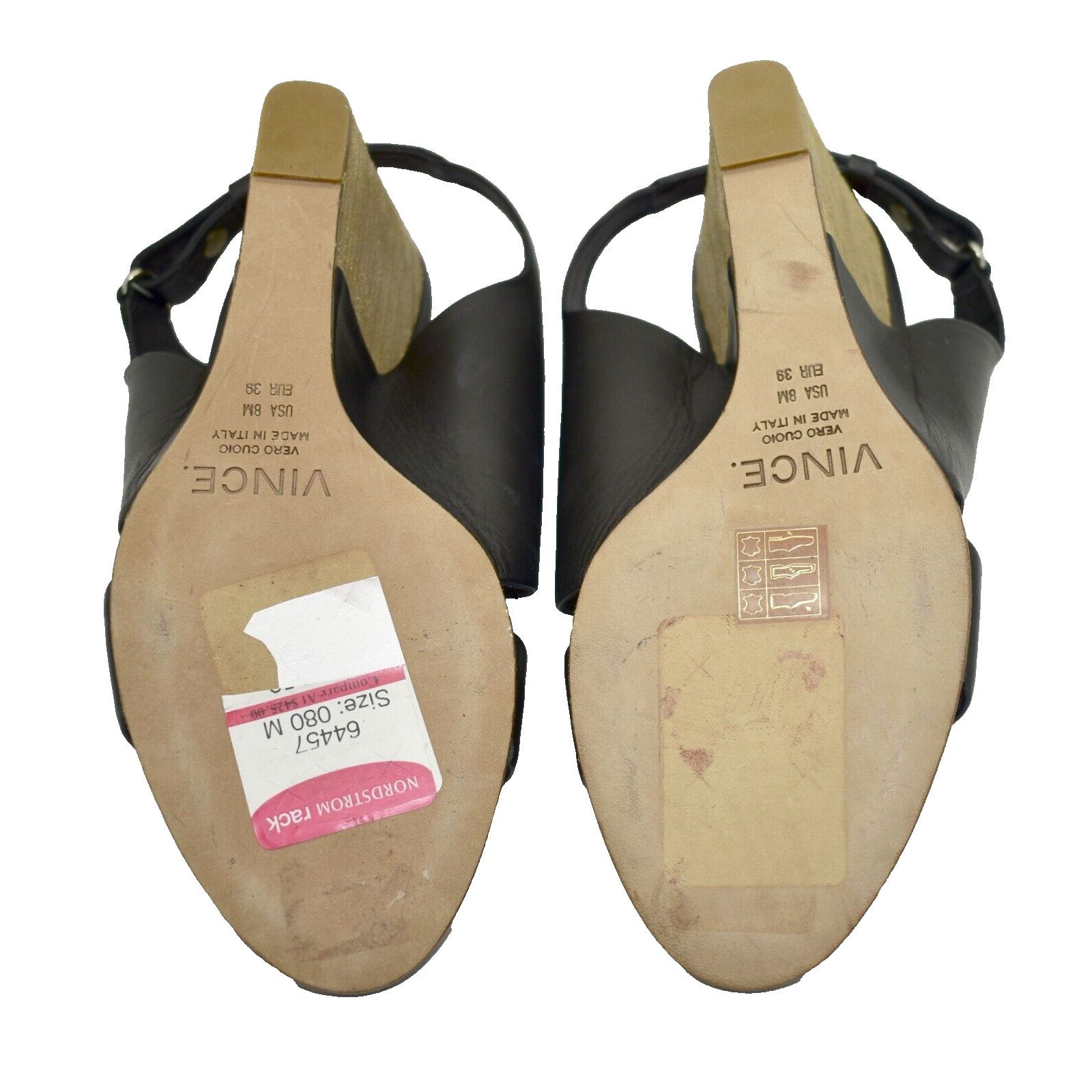 Vince NEW VINCE Black Leather Open Toe High Wedge Sandals 8 M $425 Size US 8 / IT 38 - 7 Thumbnail