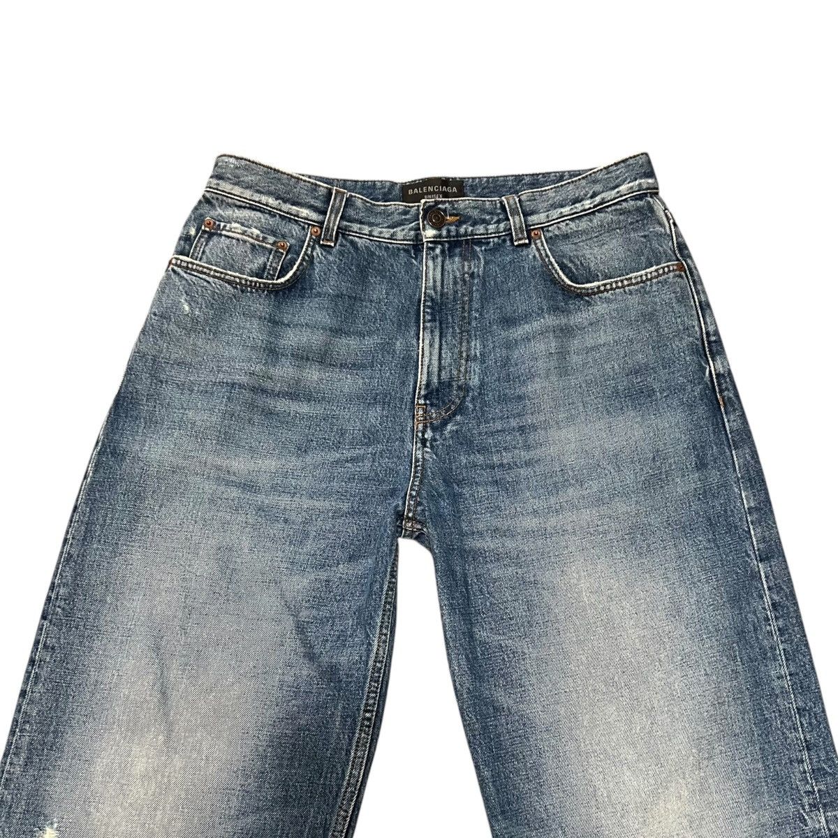 Balenciaga BALENCIAGA 2023SS Distressed Wide Fit Straight Denim Pants Size US 33 - 2 Thumbnail