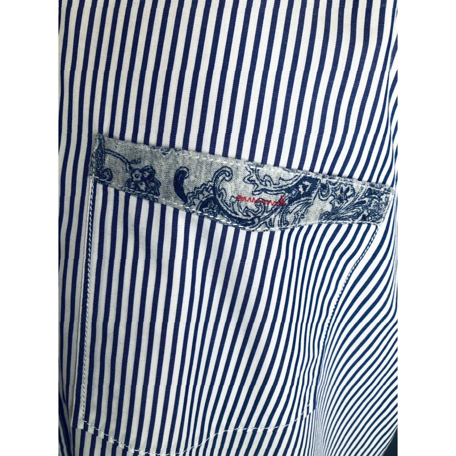 Robert Graham Robert Graham - Striped Shirt - Mens Tailored Fit 2XL Cotton Lined Long Sleeve Blue/White Button-Up Shirt Size US XXL / EU 58 / 5 - 3 Thumbnail