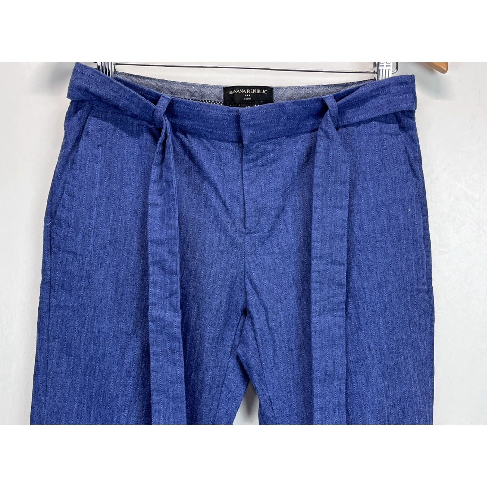 Banana Republic Womens Banana Republic Linen Blend Avery Ankle Pants Sz 4 Petite VGUC Belt Size 27" / US 4 / IT 40 - 2 Thumbnail