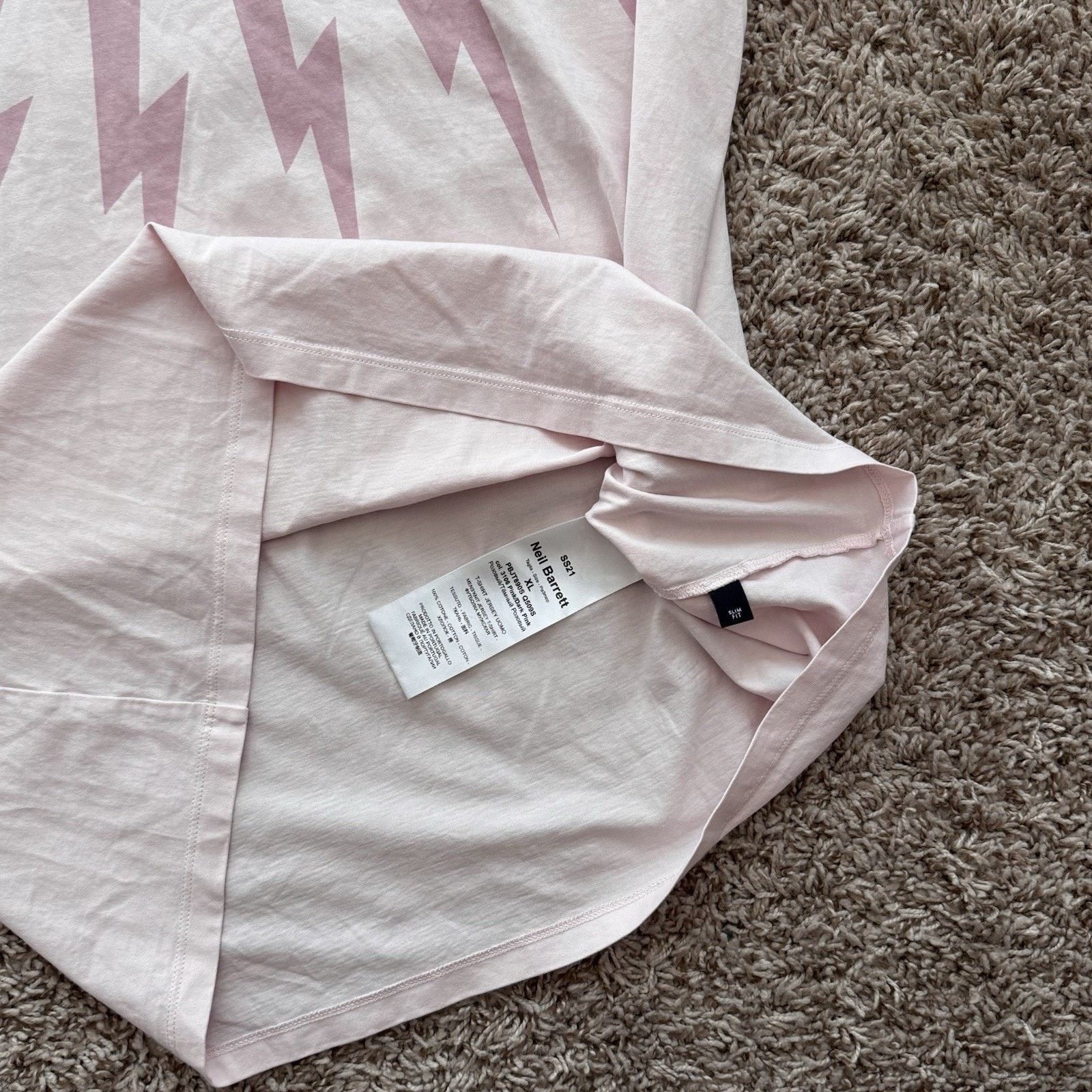 Neil Barrett Neil Barrett SS21 Pink Lightning Bolts Slim Fit T-Shirt Pink Size US XL / EU 56 / 4 - 6 Thumbnail