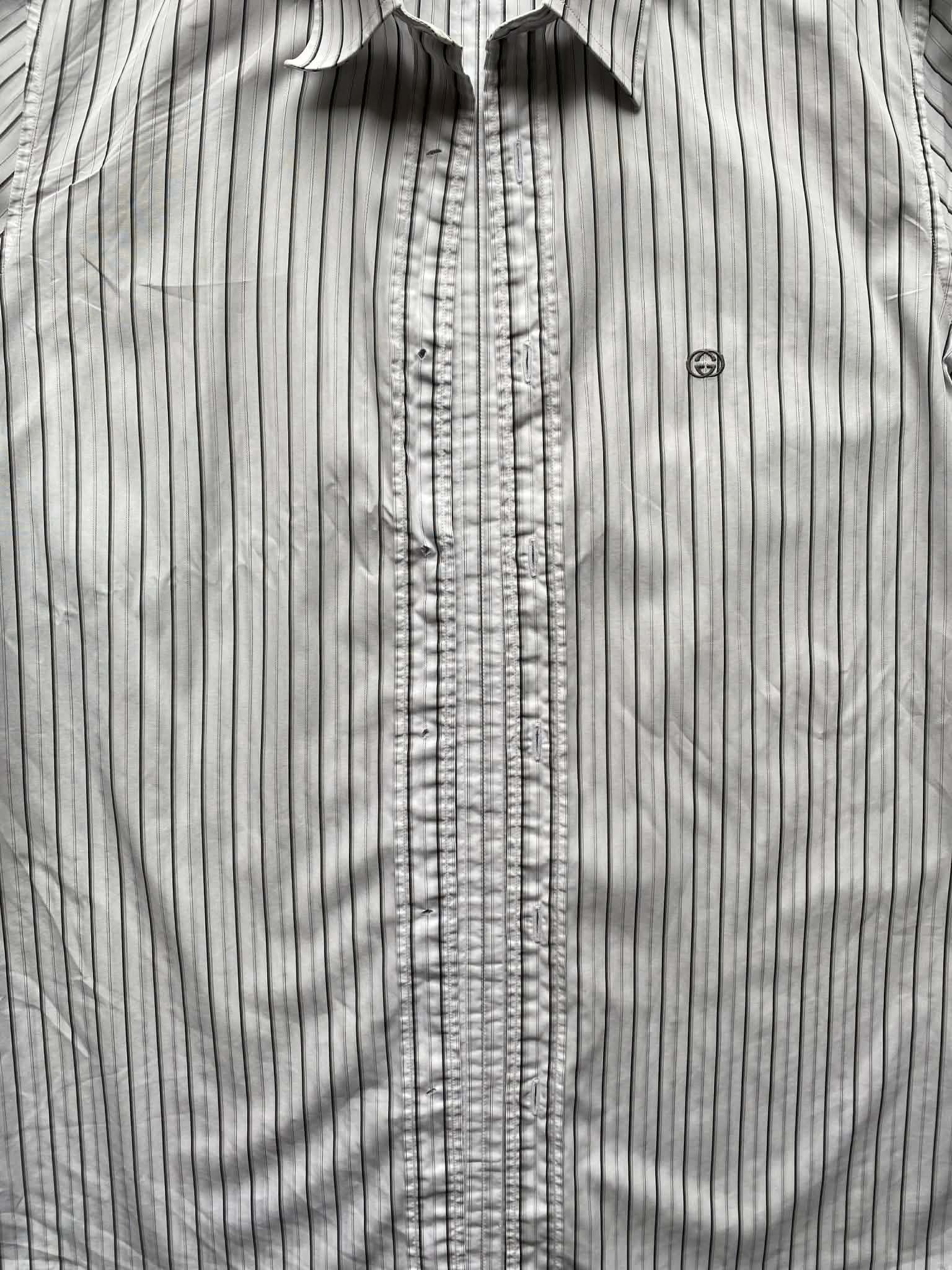 Gucci Gucci Striped Button Up Long Sleeve GC Logo No Buttons Size US M / EU 48-50 / 2 - 7 Thumbnail